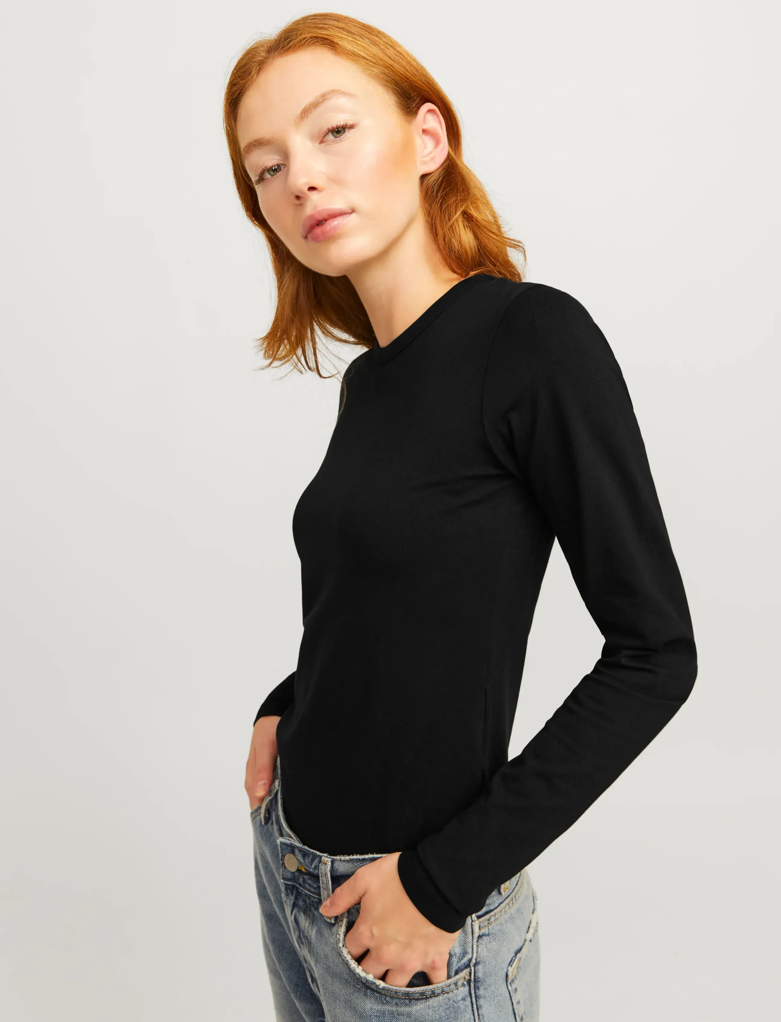 JJXX - JXCELINE GIGI STR LS SOLID TEE JRS NOOS - langærmede toppe - black - 5