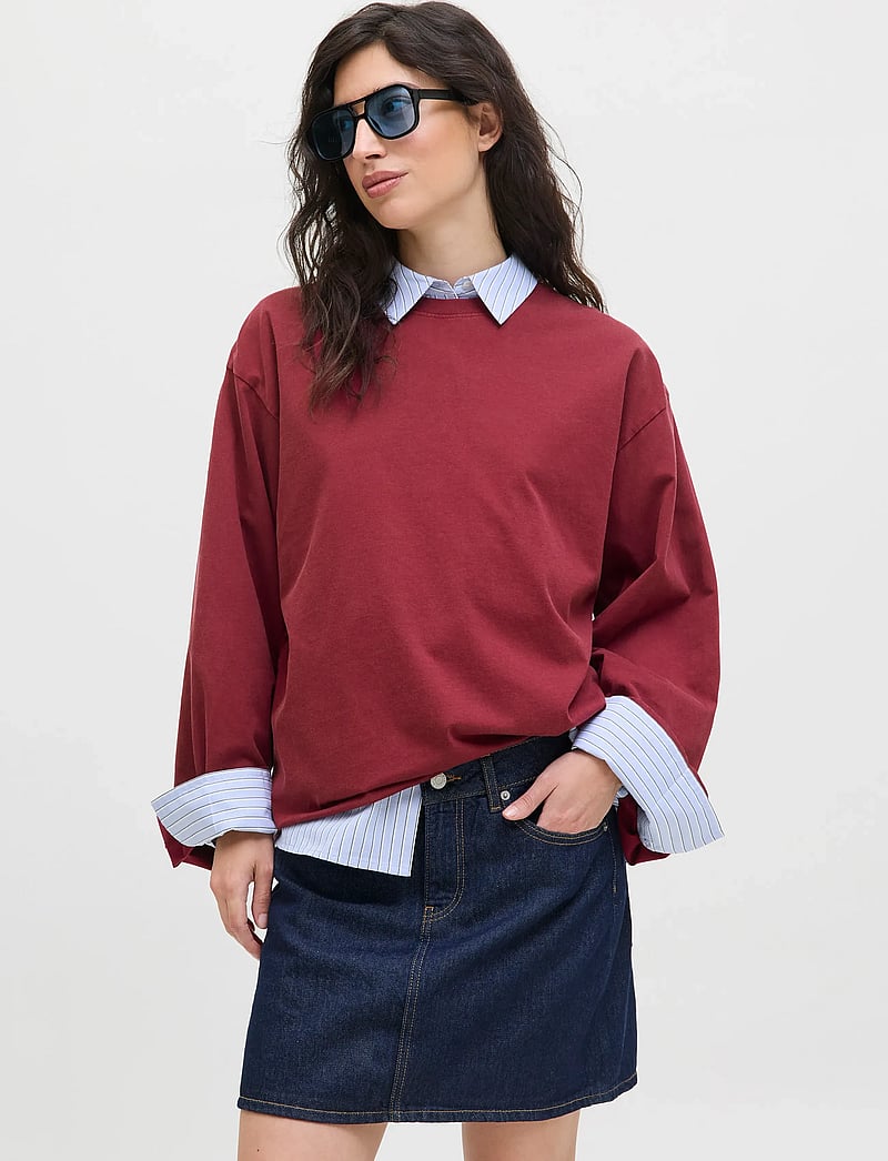 JJXX - JXANDREA WASH LOOSE LS TEE JRS - långärmade toppar - cabernet - 0