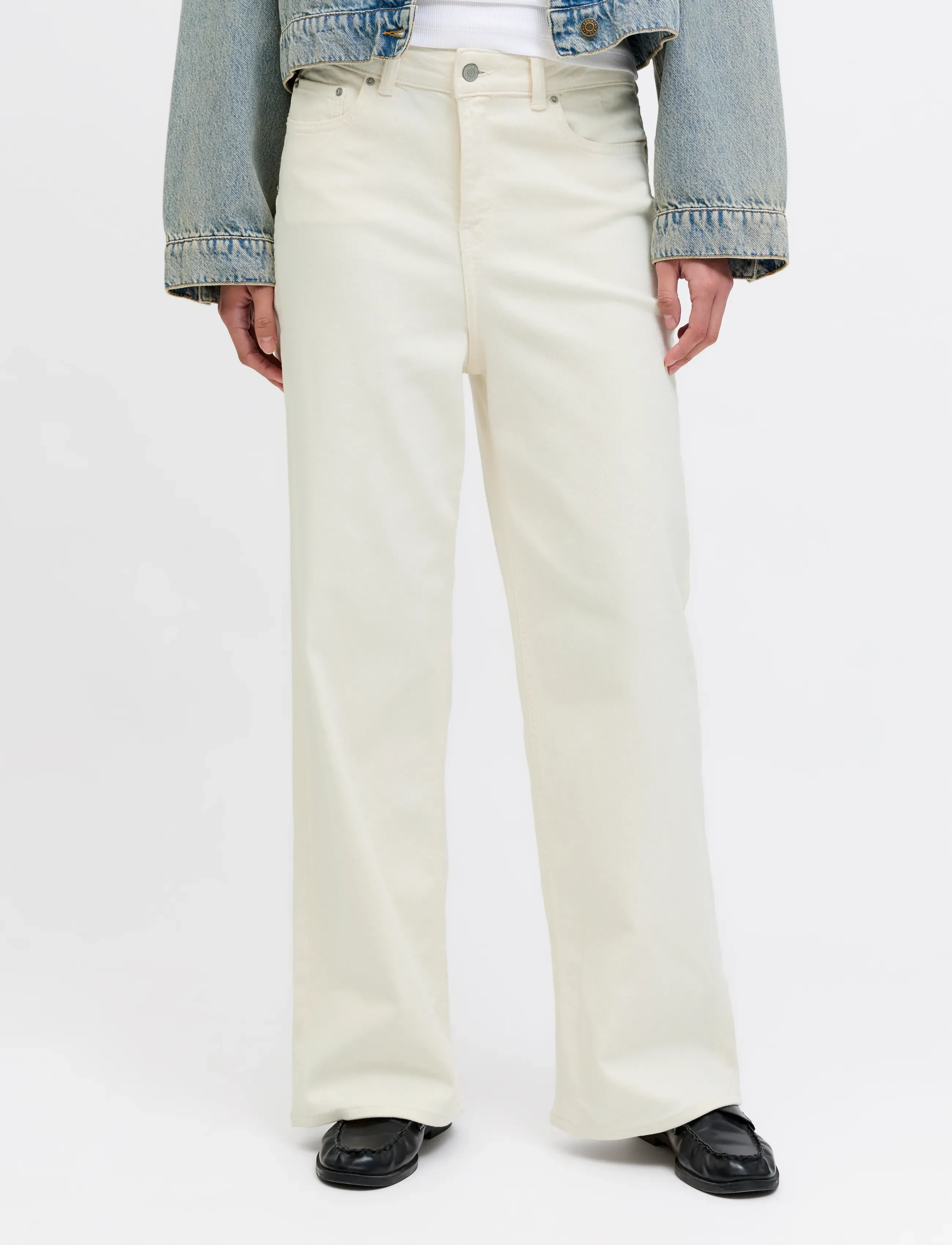 JJXX JXTOKYO WIDE HW JEANS C6171 DNM NOOS - Sport test Lino - WHITE DENIM / cream