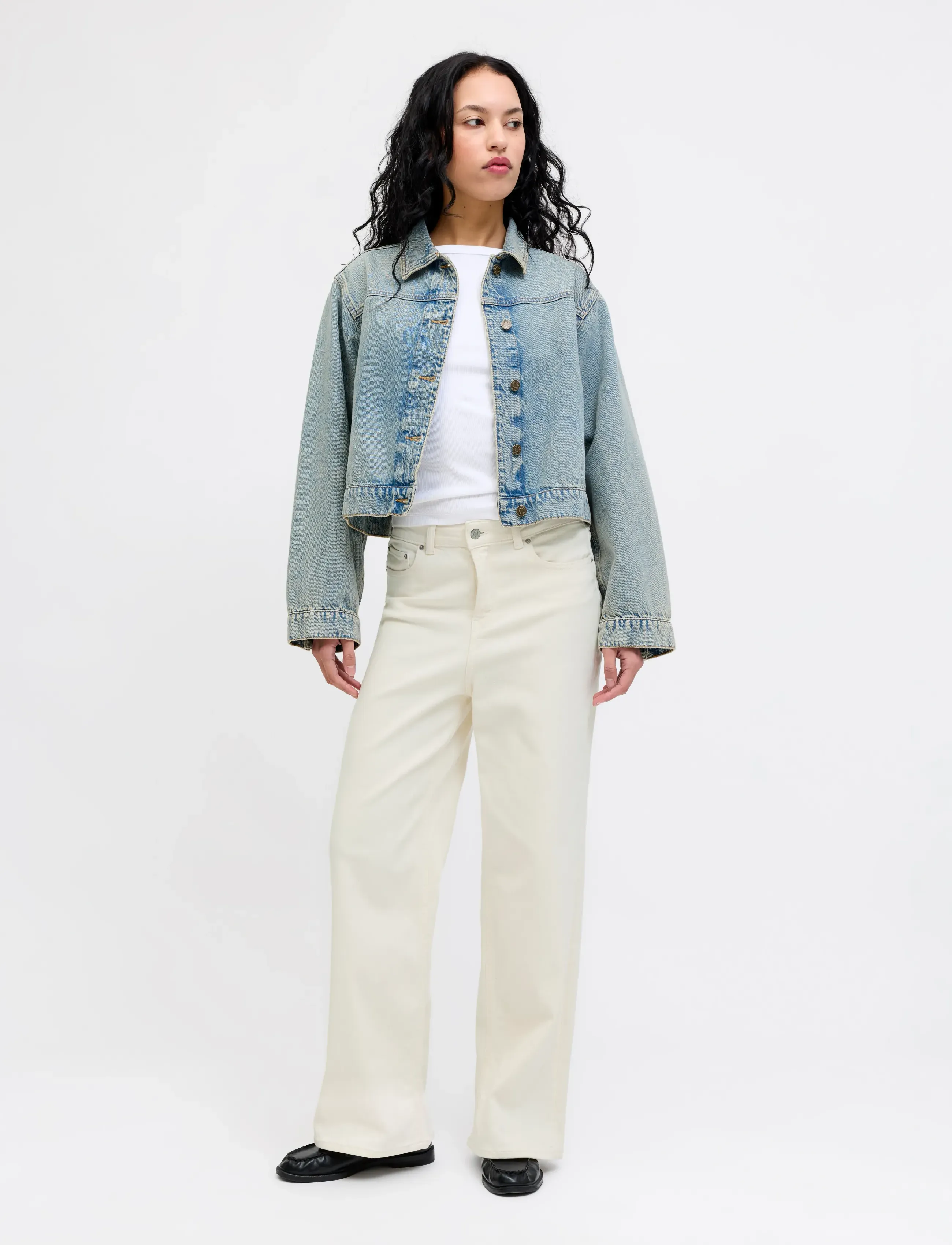 JJXX - JXTOKYO WIDE HW JEANS C6171 DNM NOOS - hosen mit weitem bein - white denim - 4