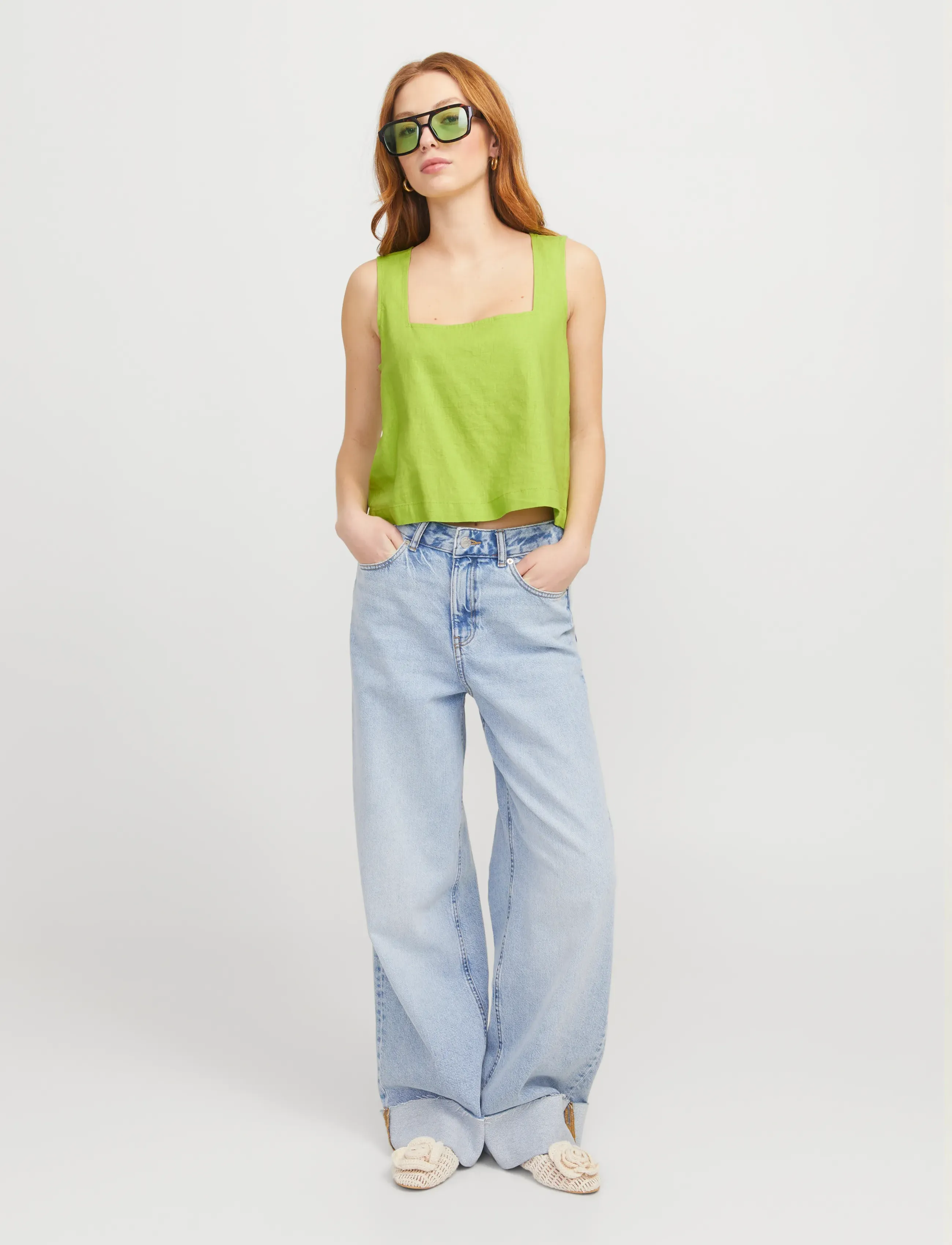 JJXX - JXBREEZE SUMMER SL TOP WVN - Ærmeløse bluser - parrot green - 4