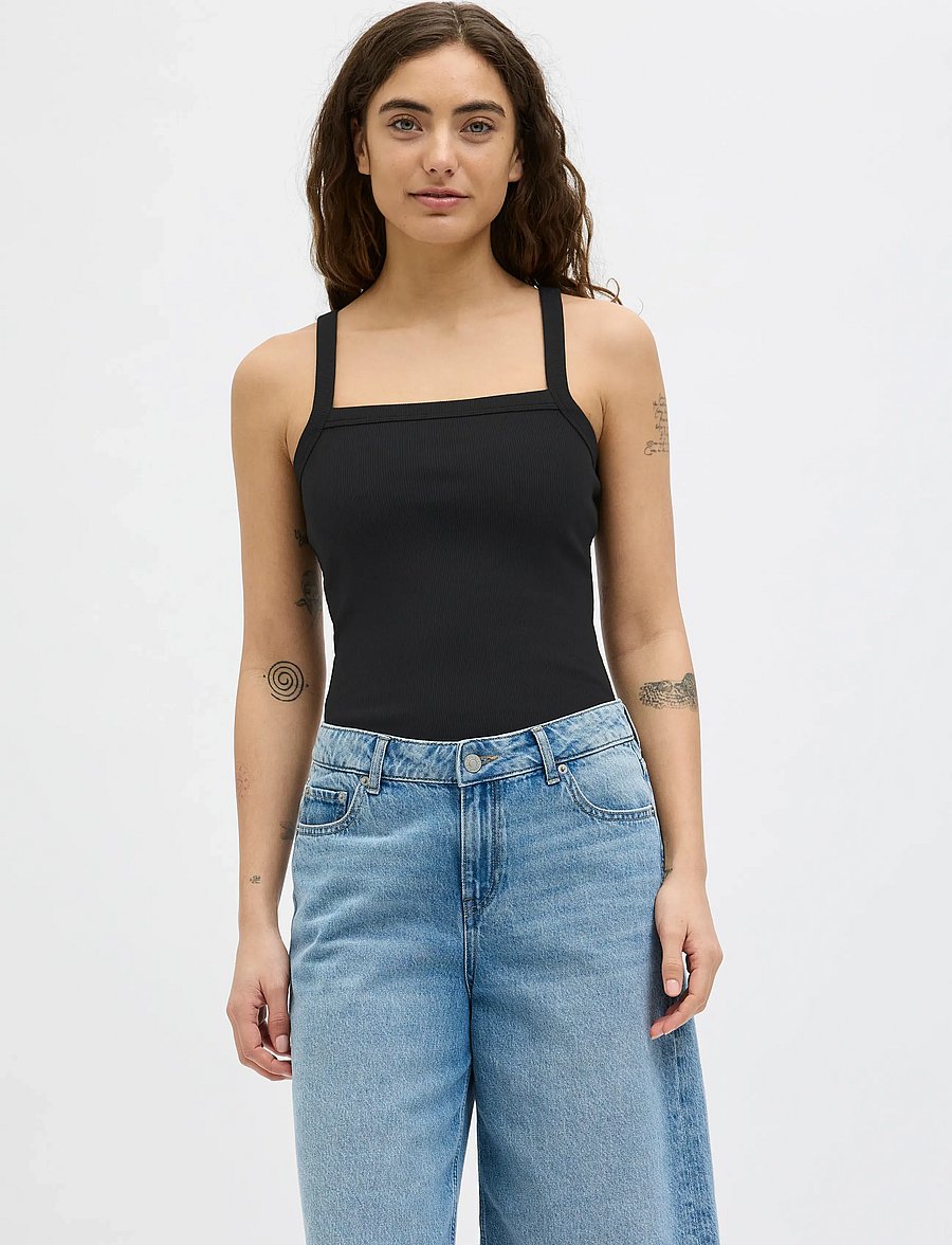 JJXX - JXFIFI STR SL RIB TOP JRS SN - mouwloze tops - black - 0