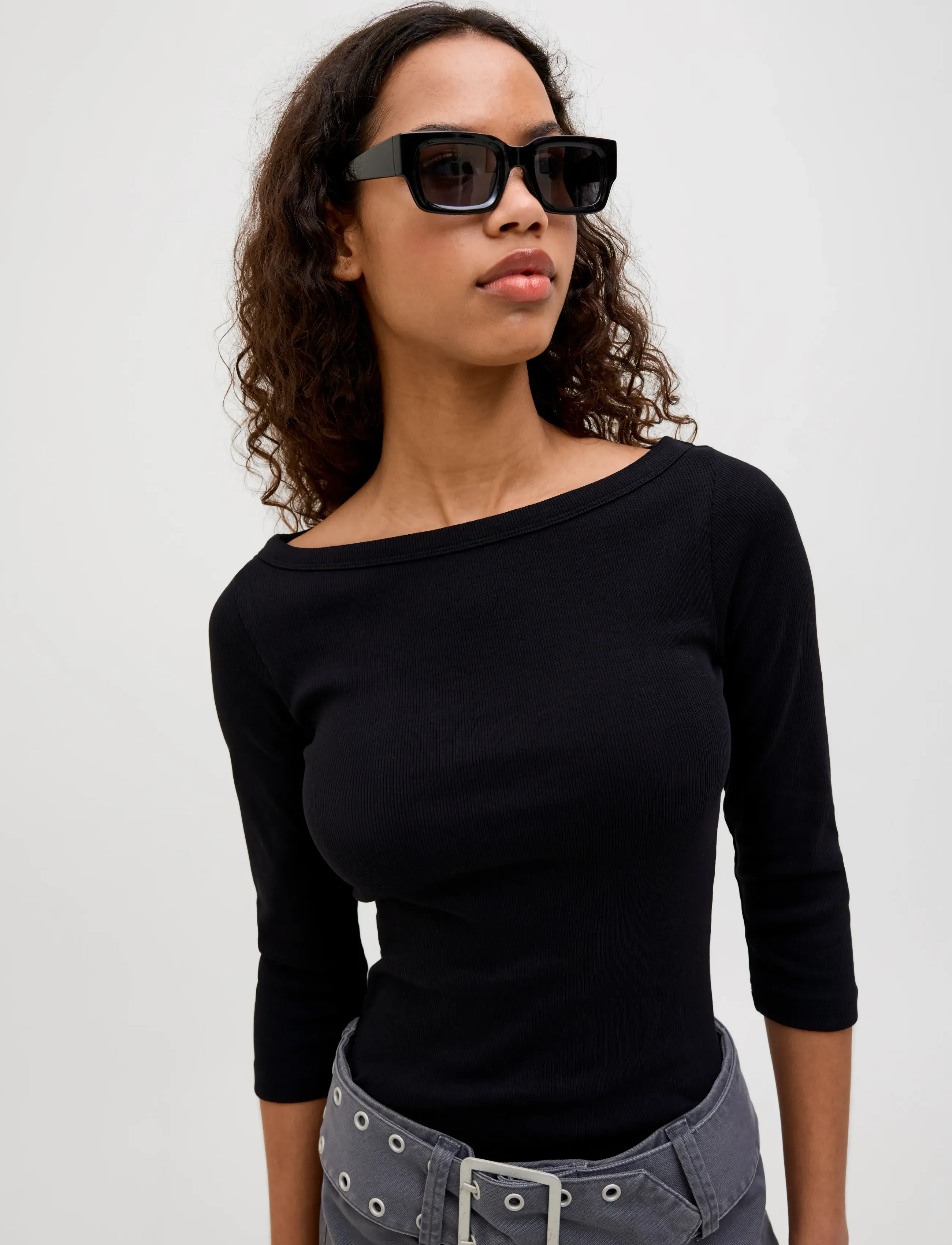 JJXX - JXFIFI STR 3/4 BOATNECK TOP JRS NOOS - langerma toppar - black - 5