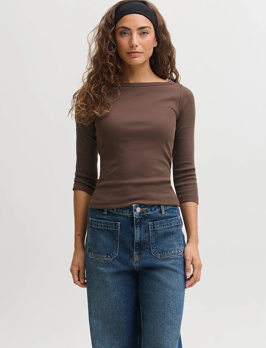 JJXX - JXFIFI STR 3/4 BOATNECK TOP JRS NOOS - pikkade varrukatega topid - bracken - 0