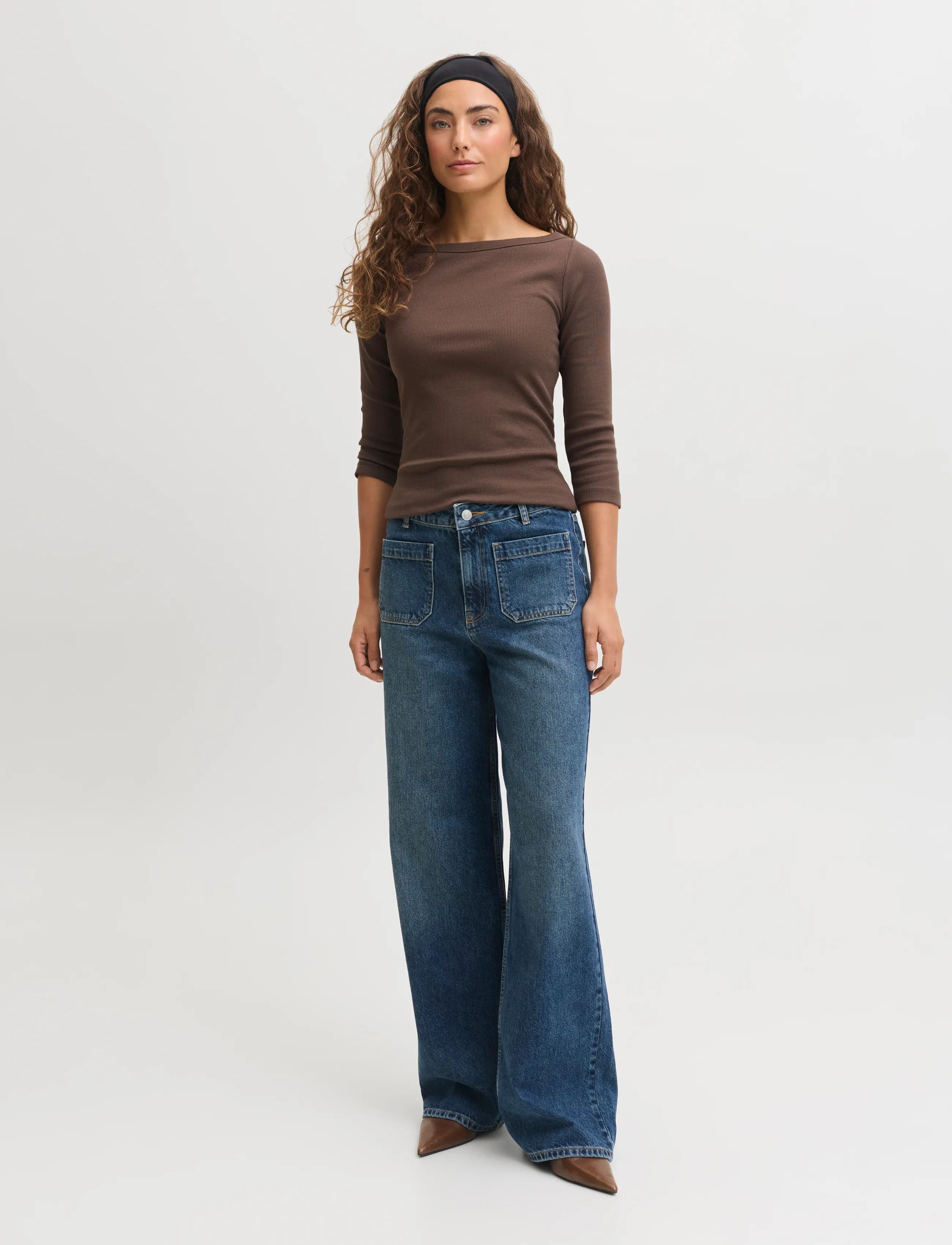 JJXX - JXFIFI STR 3/4 BOATNECK TOP JRS NOOS - long-sleeved tops - bracken - 4
