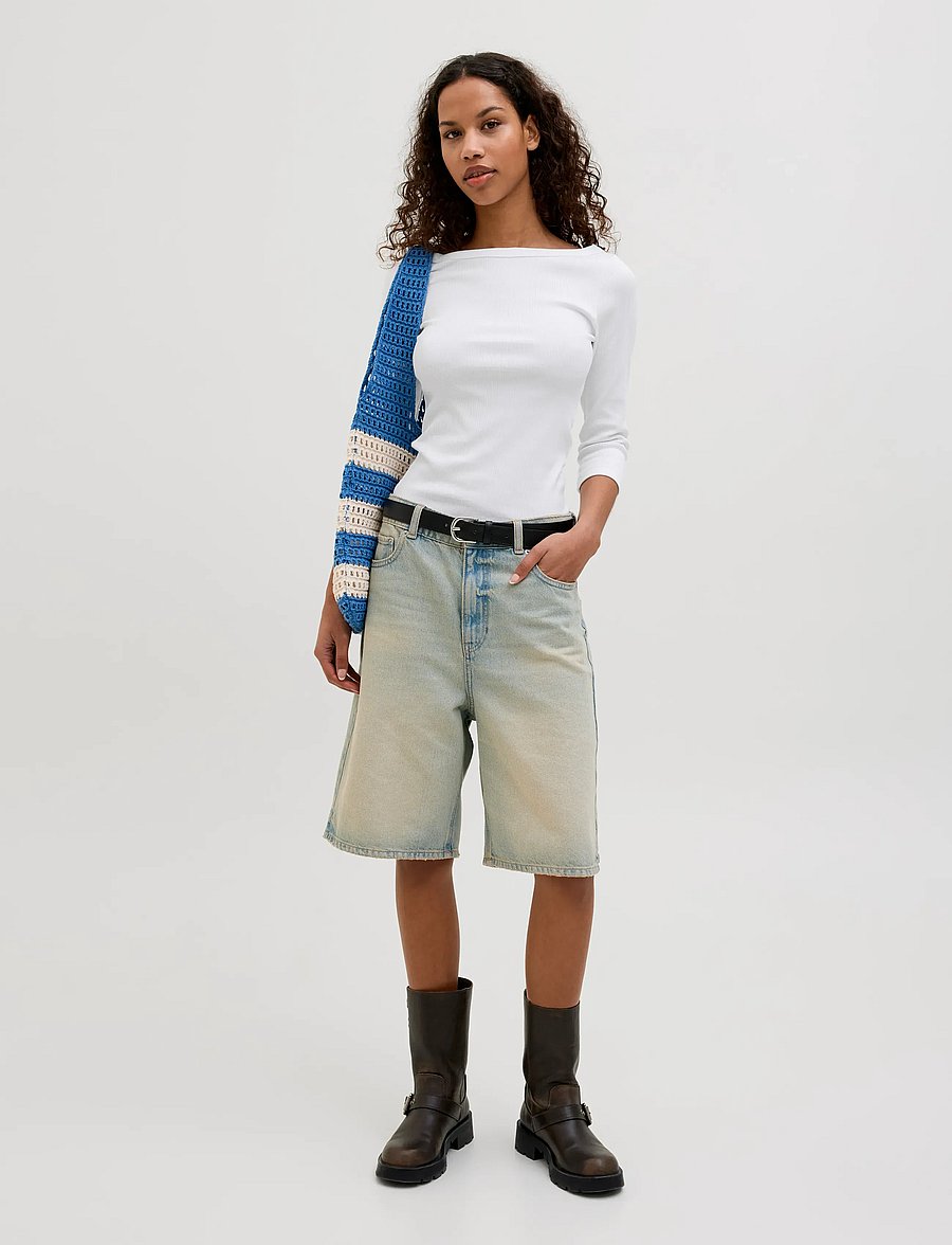 JJXX - JXFIFI STR 3/4 BOATNECK TOP JRS NOOS - palaidinukės ilgomis rankovėmis - bright white - 4