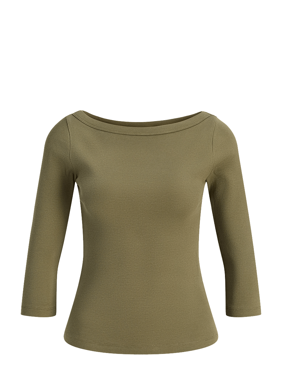 JJXX - JXFIFI STR 3/4 BOATNECK TOP JRS NOOS - pikkade varrukatega topid - burnt olive - 1