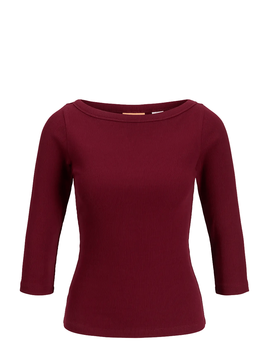 JJXX - JXFIFI STR 3/4 BOATNECK TOP JRS NOOS - langærmede toppe - cabernet - 1