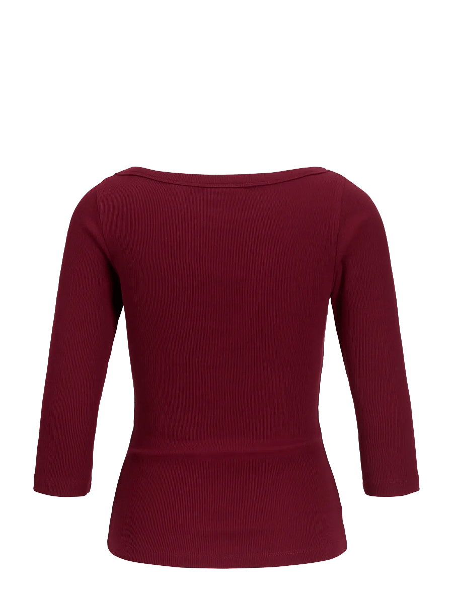 JJXX - JXFIFI STR 3/4 BOATNECK TOP JRS NOOS - langærmede toppe - cabernet - 2