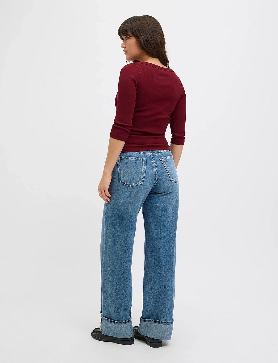 JJXX - JXFIFI STR 3/4 BOATNECK TOP JRS NOOS - langærmede toppe - cabernet - 3
