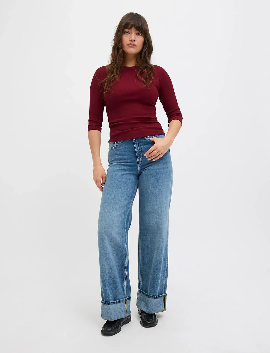 JJXX - JXFIFI STR 3/4 BOATNECK TOP JRS NOOS - langærmede toppe - cabernet - 4