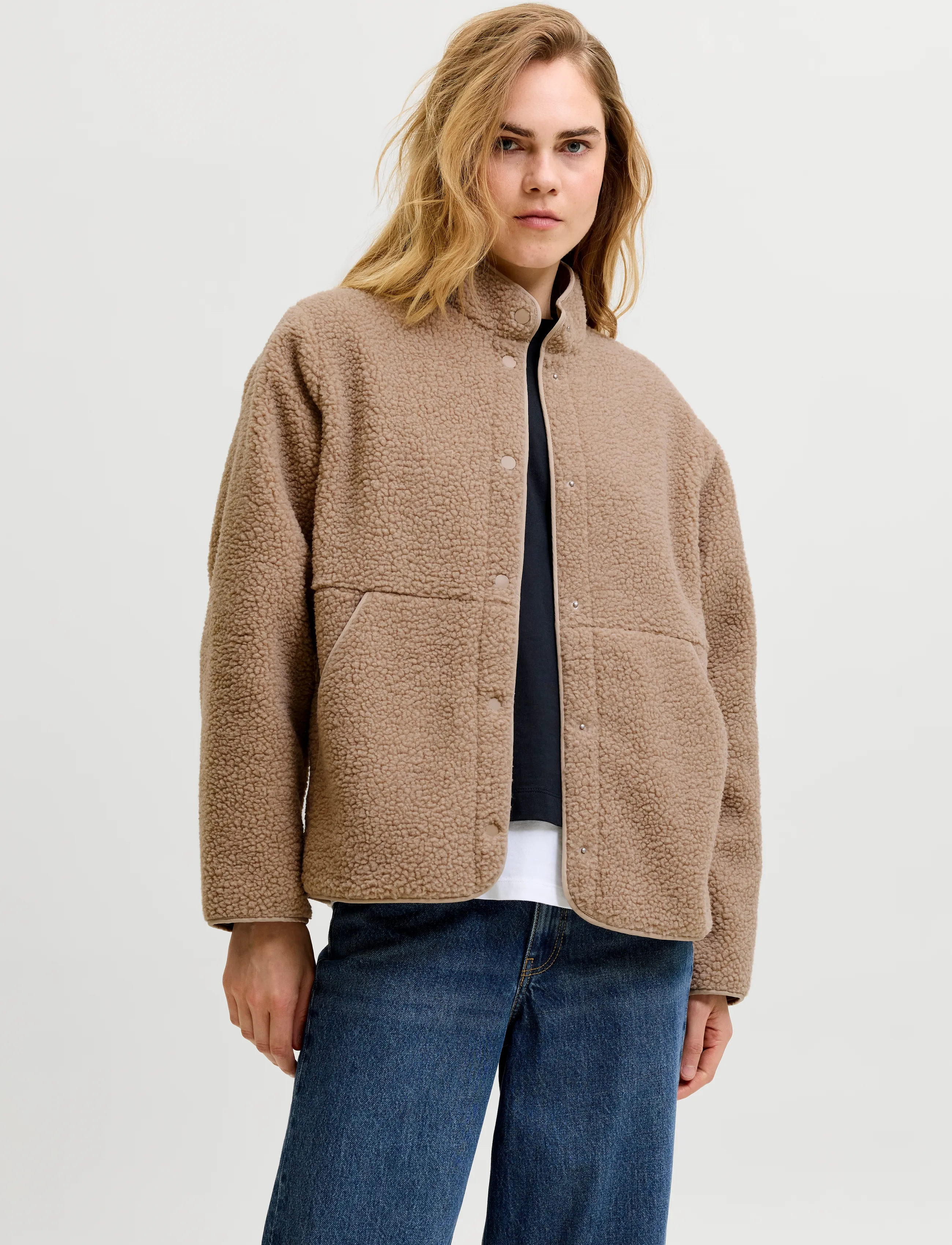 JJXX Jxvera Teddy Jacket Otw Noos, Kvinder, Teddyjakke, Beige, Str: S