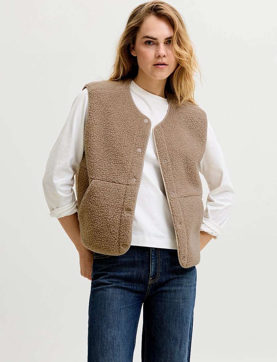 JJXX - JXVERA TEDDY VEST OTW NOOS - fleece- og teddyveste - humus - 0