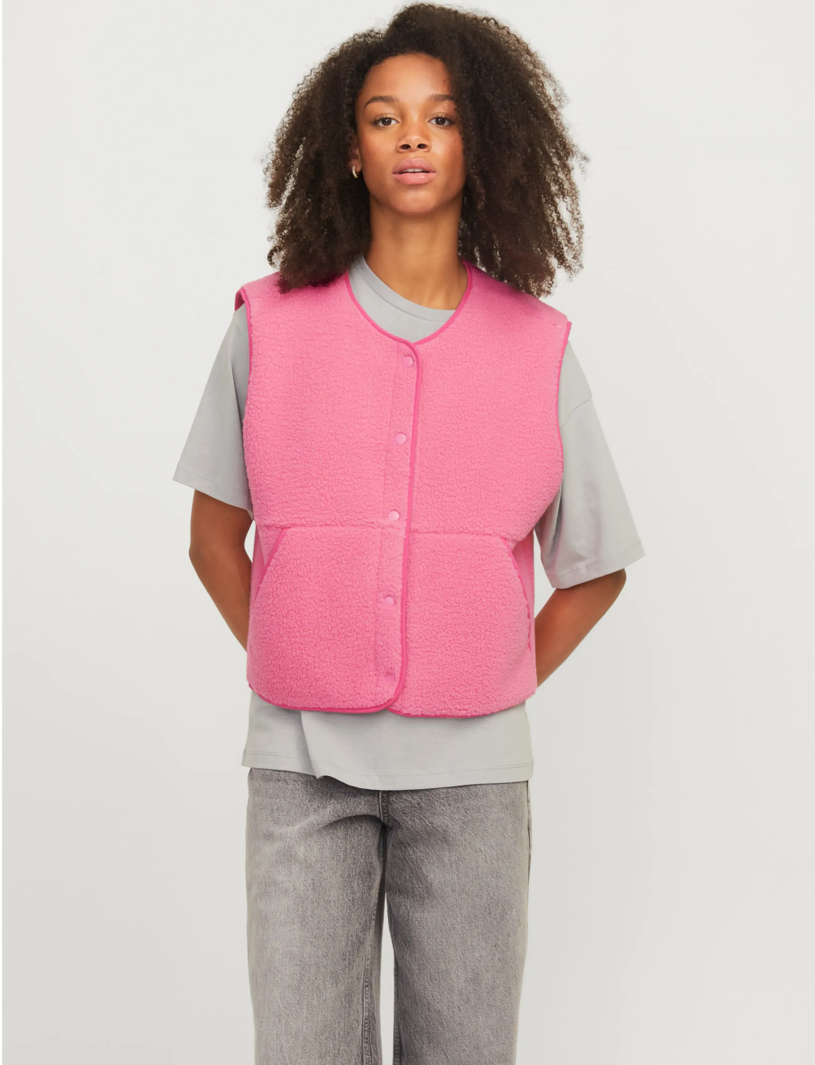 JJXX Jxvera Teddy Vest Otw Noos, XS, Pink, Veste > Fleece & Teddy Veste, Dame