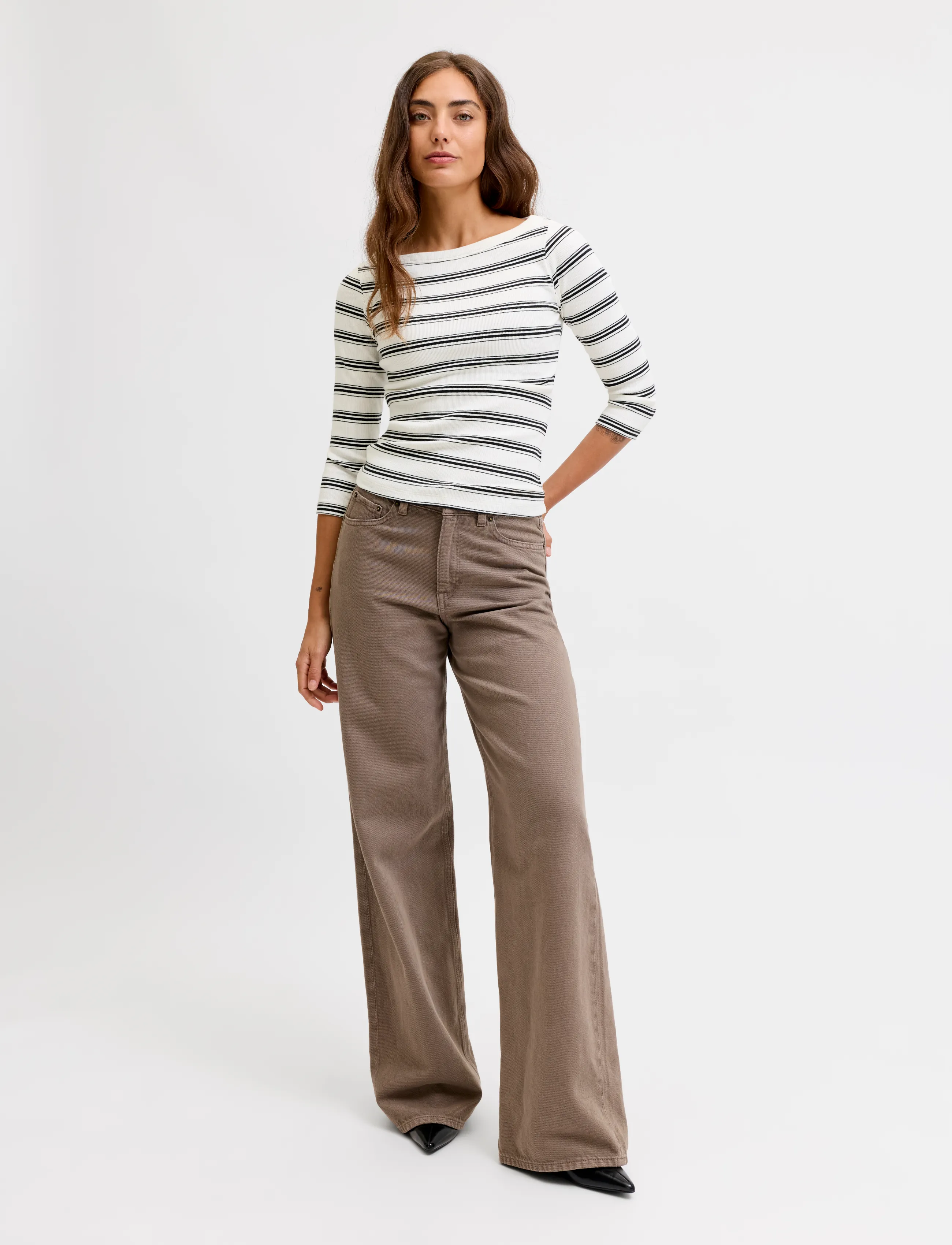 JJXX - JXFIFI STR 3/4 STRIPED BOATNECK TOP JRS - black - 4