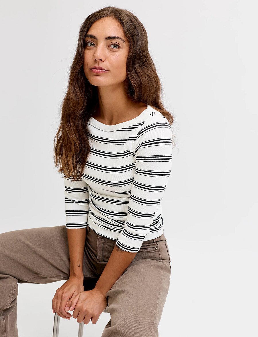 JJXX - JXFIFI STR 3/4 STRIPED BOATNECK TOP JRS - black - 5