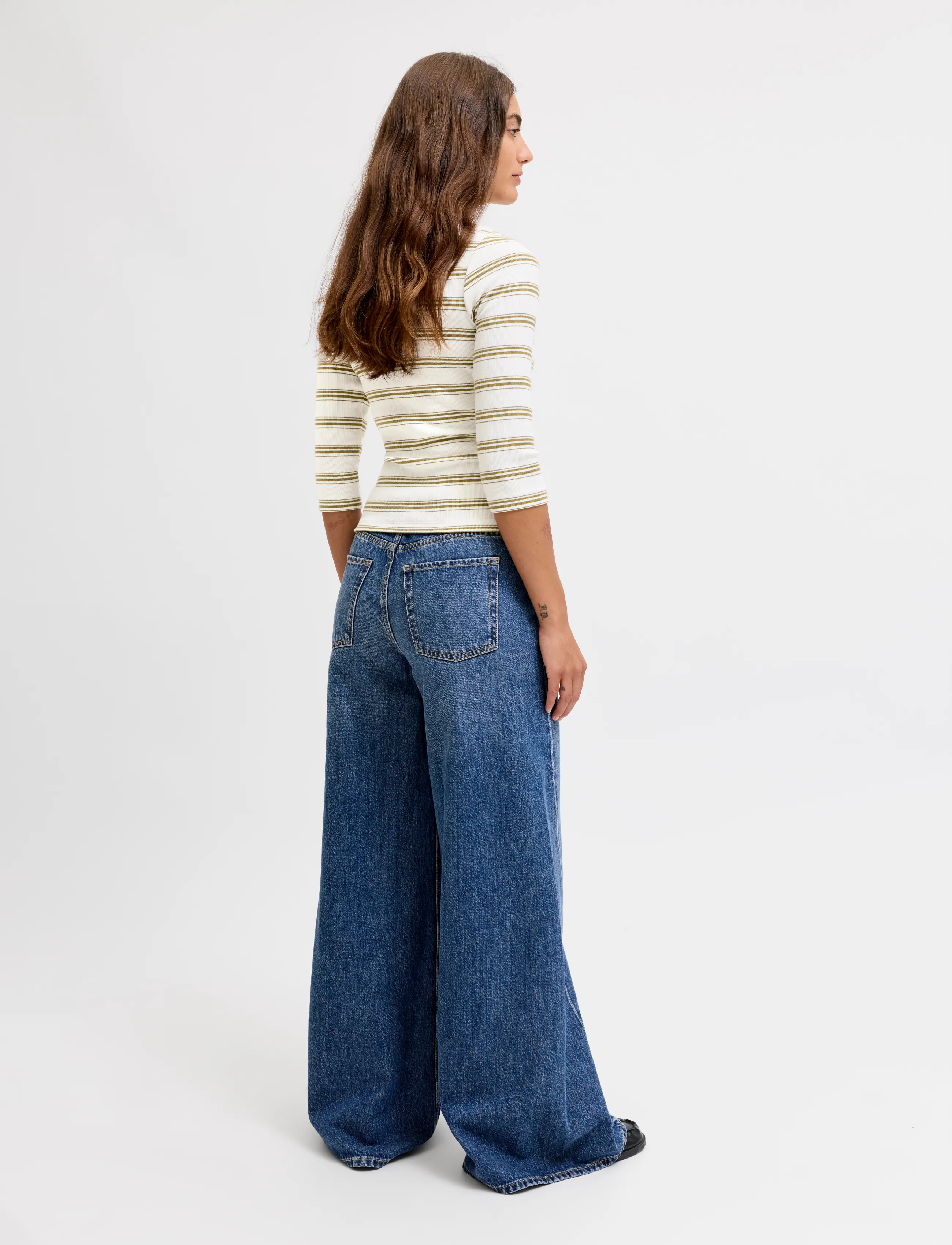 JJXX - JXFIFI STR 3/4 STRIPED BOATNECK TOP JRS - green moss - 3