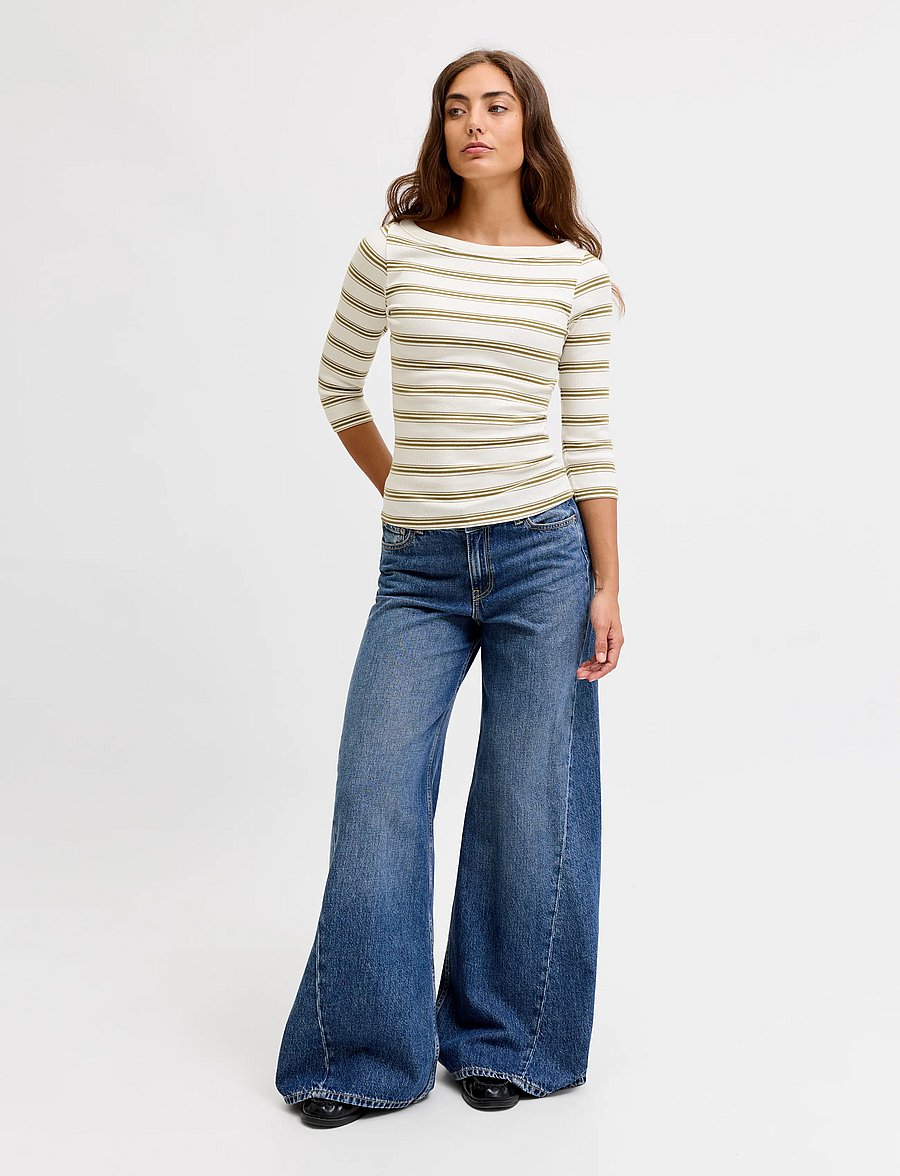 JJXX - JXFIFI STR 3/4 STRIPED BOATNECK TOP JRS - green moss - 4