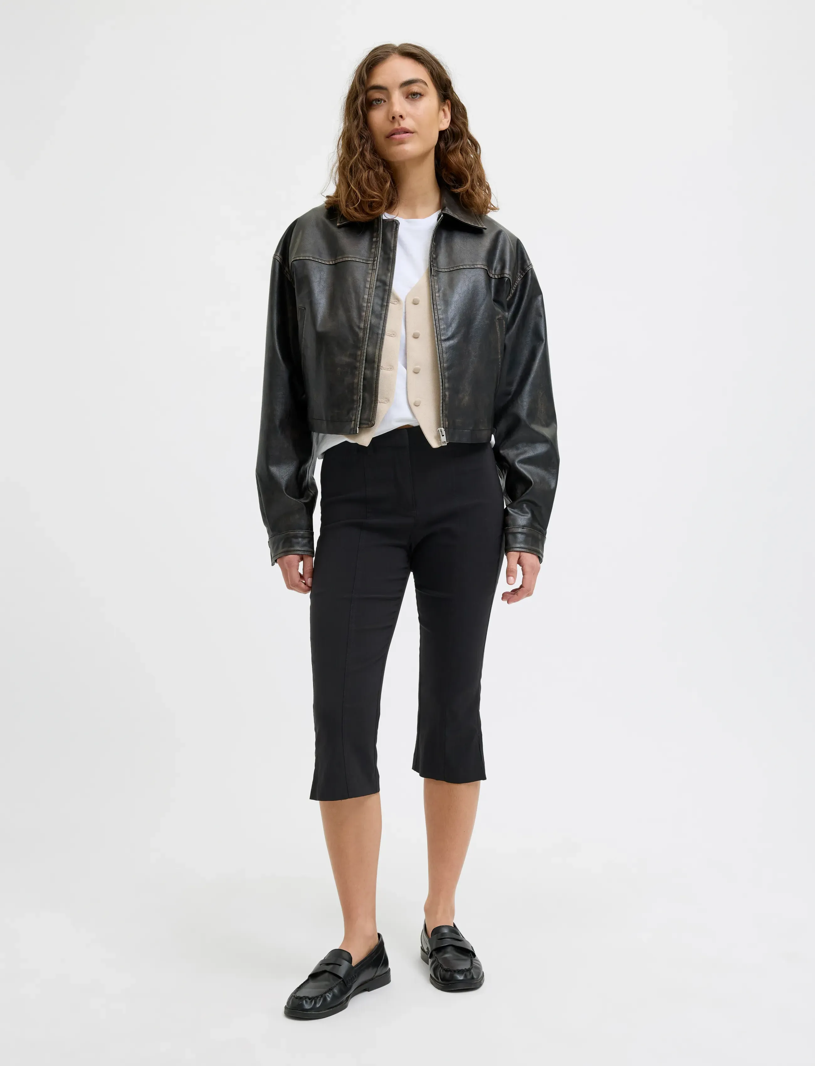 JJXX - JXIBEN SLIM CAPRI MW PANTS PNT LN - kapripüksid - black - 4