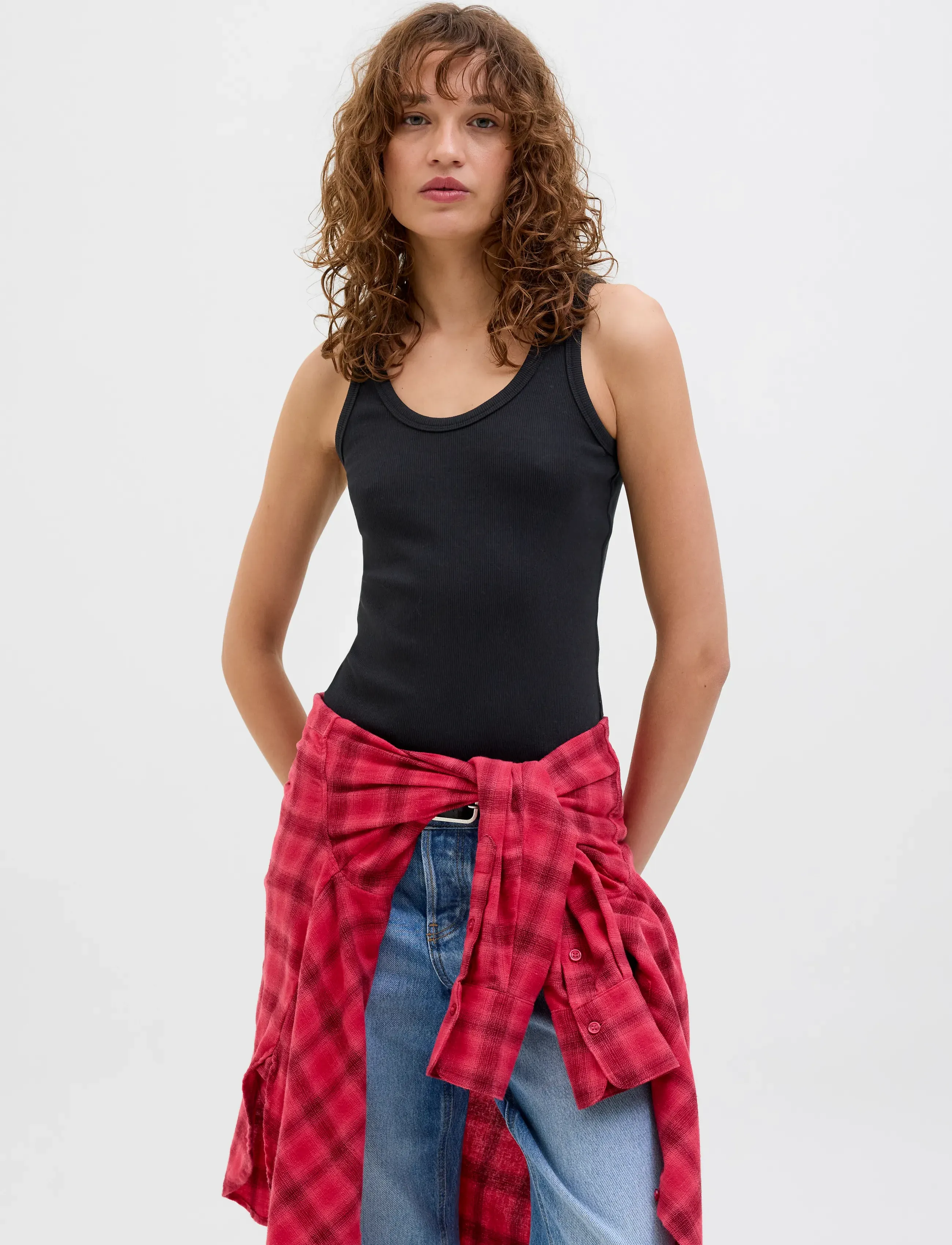 JJXX JXFRIDA SL U-NECK TOP JRS NOOS - T-shirts & Toppe - BLACK / black
