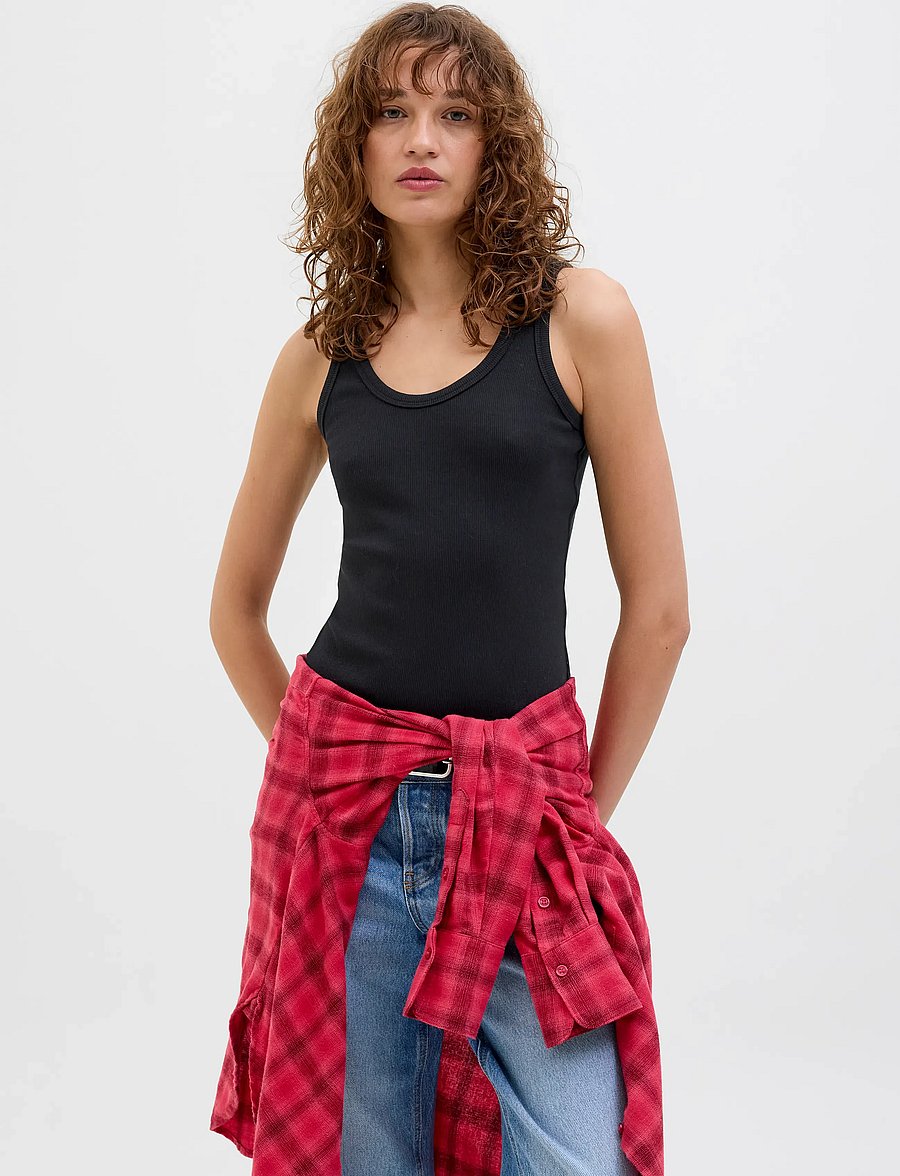 JJXX - JXFRIDA SL U-NECK TOP JRS NOOS - tanktops - black - 0