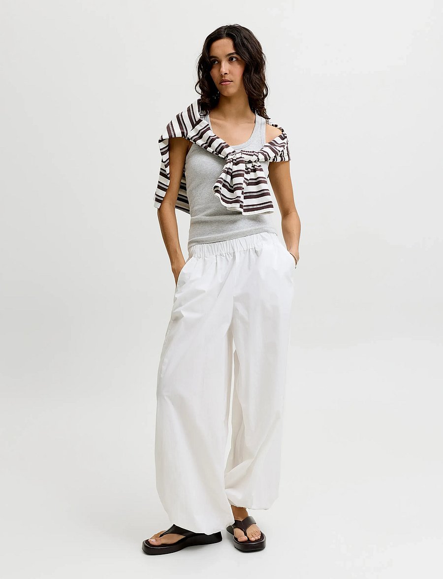JJXX - JXFRIDA SL U-NECK TOP JRS NOOS - linnen - light grey melange - 4