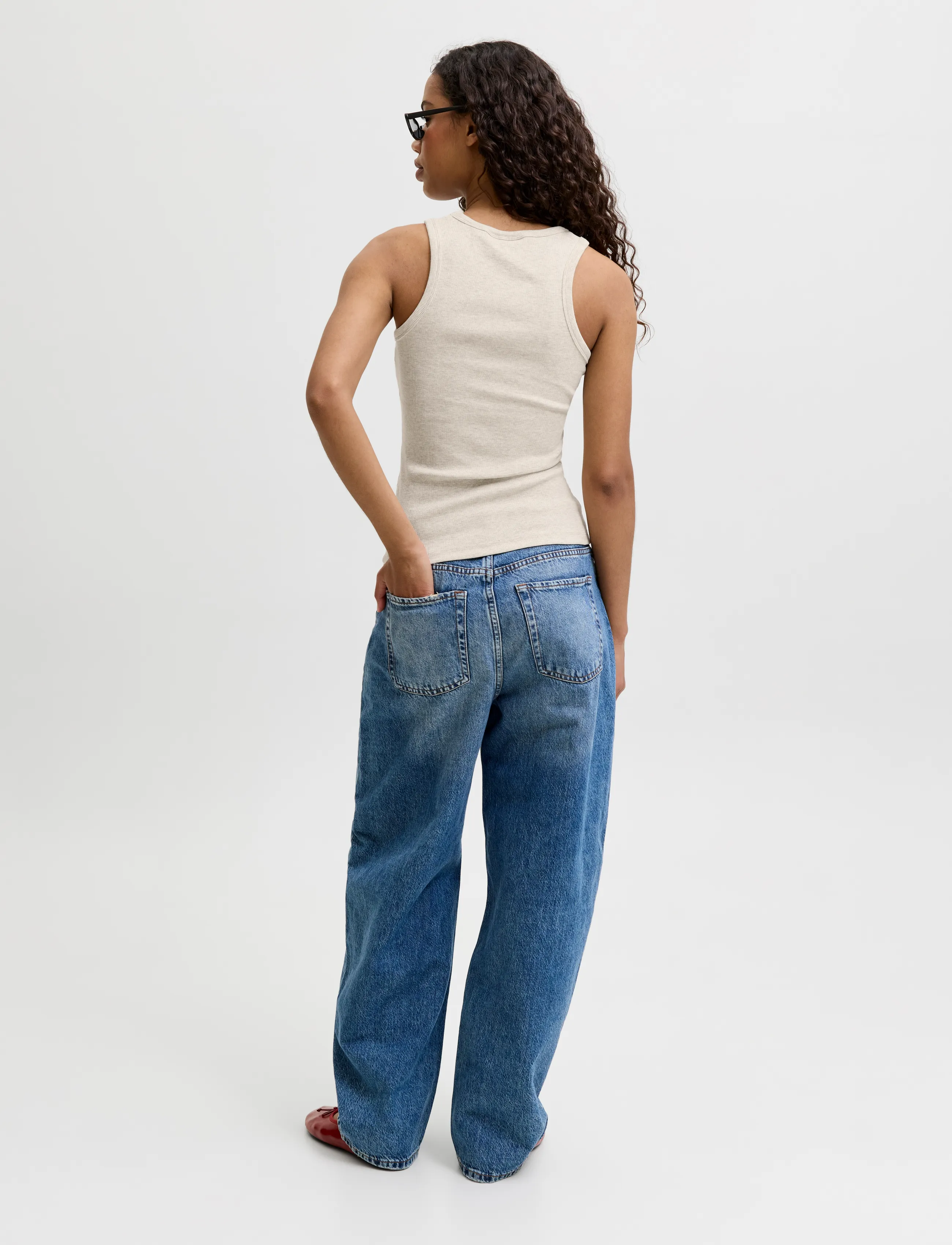 JJXX - JXFRIDA SL U-NECK TOP JRS NOOS - tanktops - oatmeal - 3