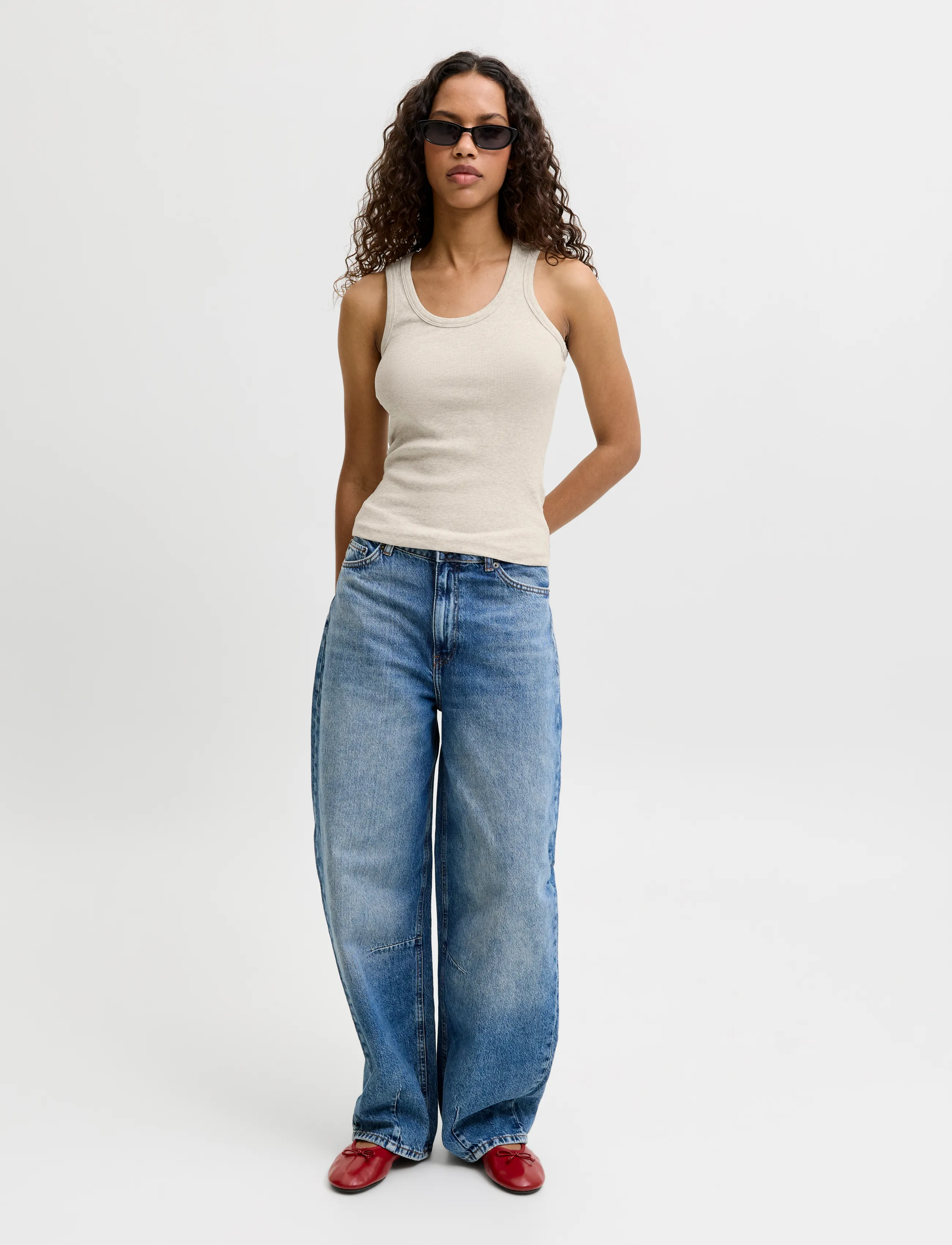 JJXX - JXFRIDA SL U-NECK TOP JRS NOOS - tanktops - oatmeal - 4