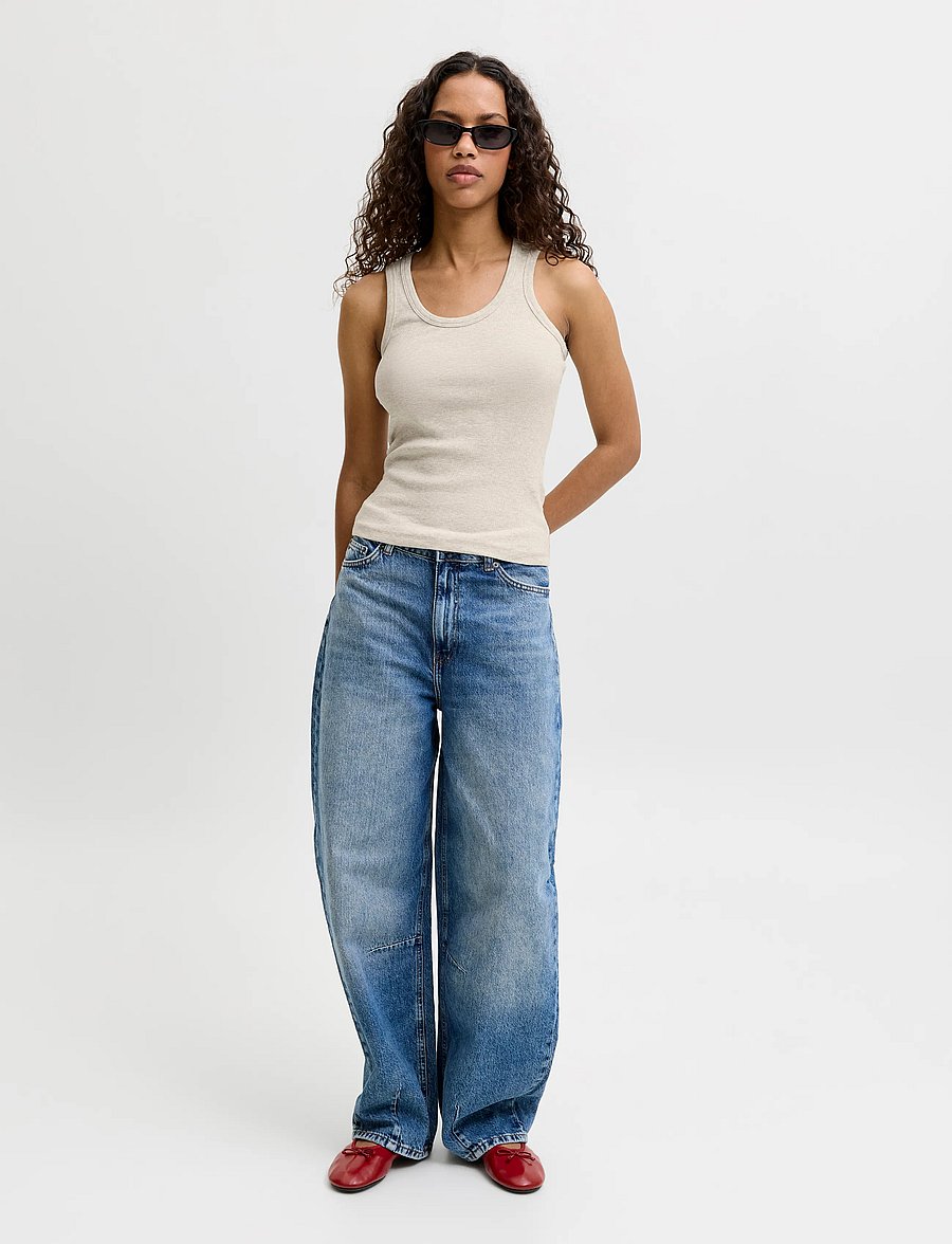 JJXX - JXFRIDA SL U-NECK TOP JRS NOOS - tanktops - oatmeal - 4