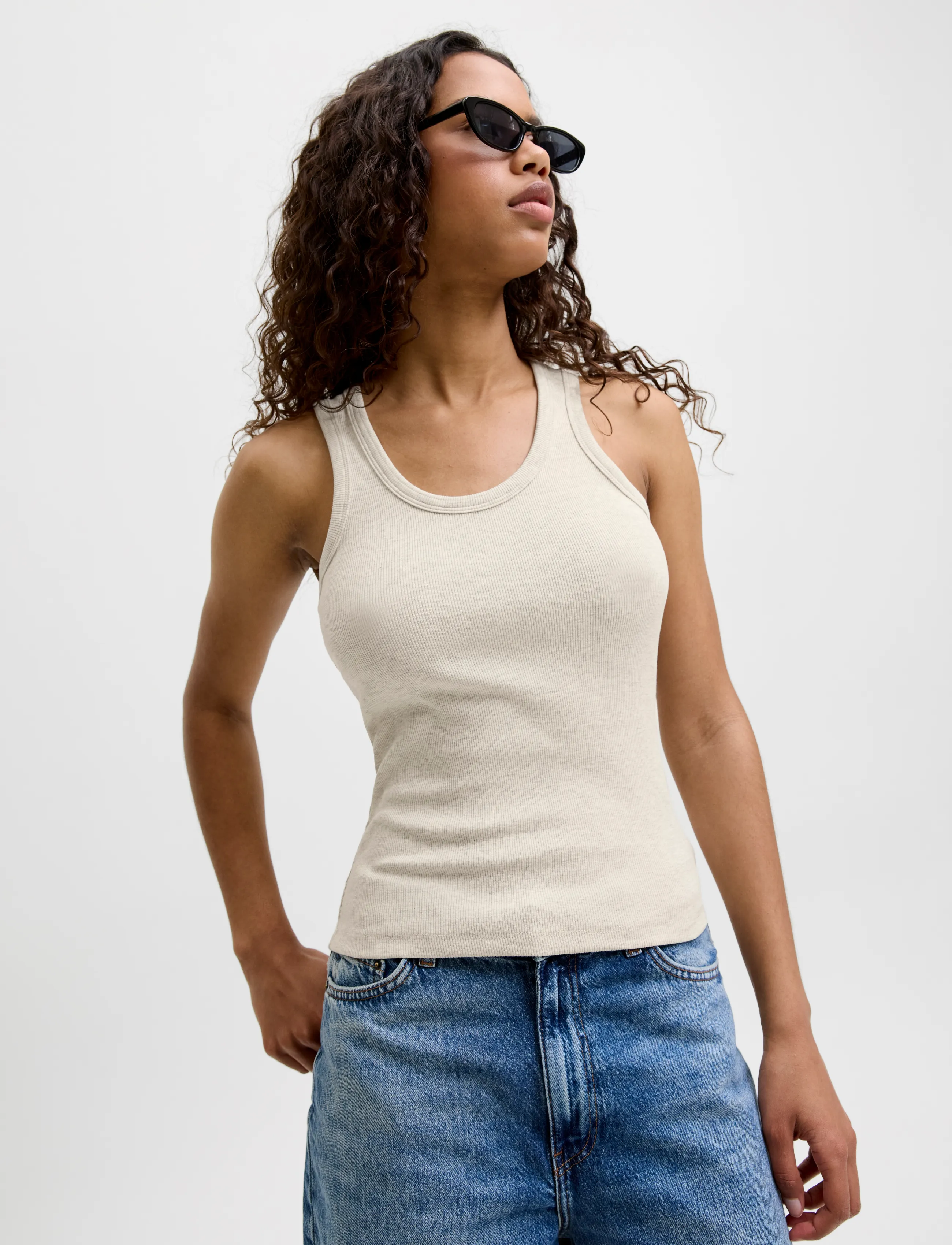 JJXX - JXFRIDA SL U-NECK TOP JRS NOOS - tanktops - oatmeal - 5