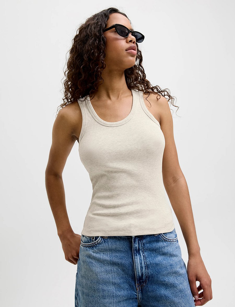 JJXX - JXFRIDA SL U-NECK TOP JRS NOOS - tanktops - oatmeal - 5