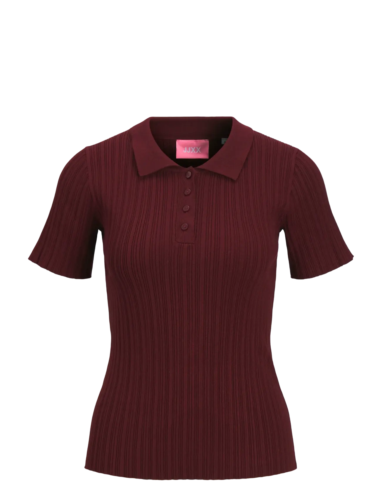 JJXX JXHADLEY TIGHT SS POLO KNIT NOOS - JJXX - CABERNET / burgundy