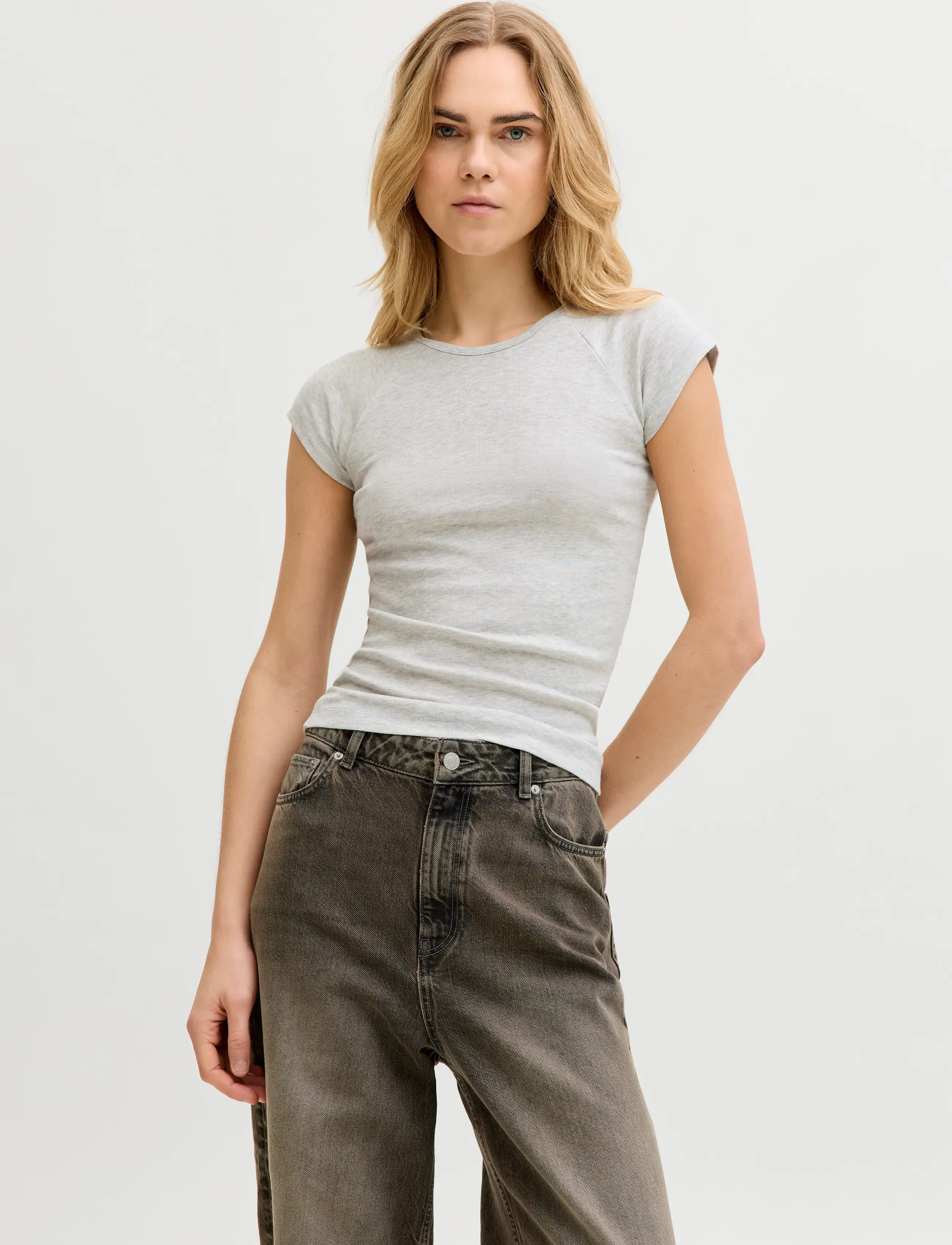 JJXX JXSTAR SS RAGLAN TEE JRS NOOS - T-skjorter & Topper - LIGHT GREY MELANGE / grey