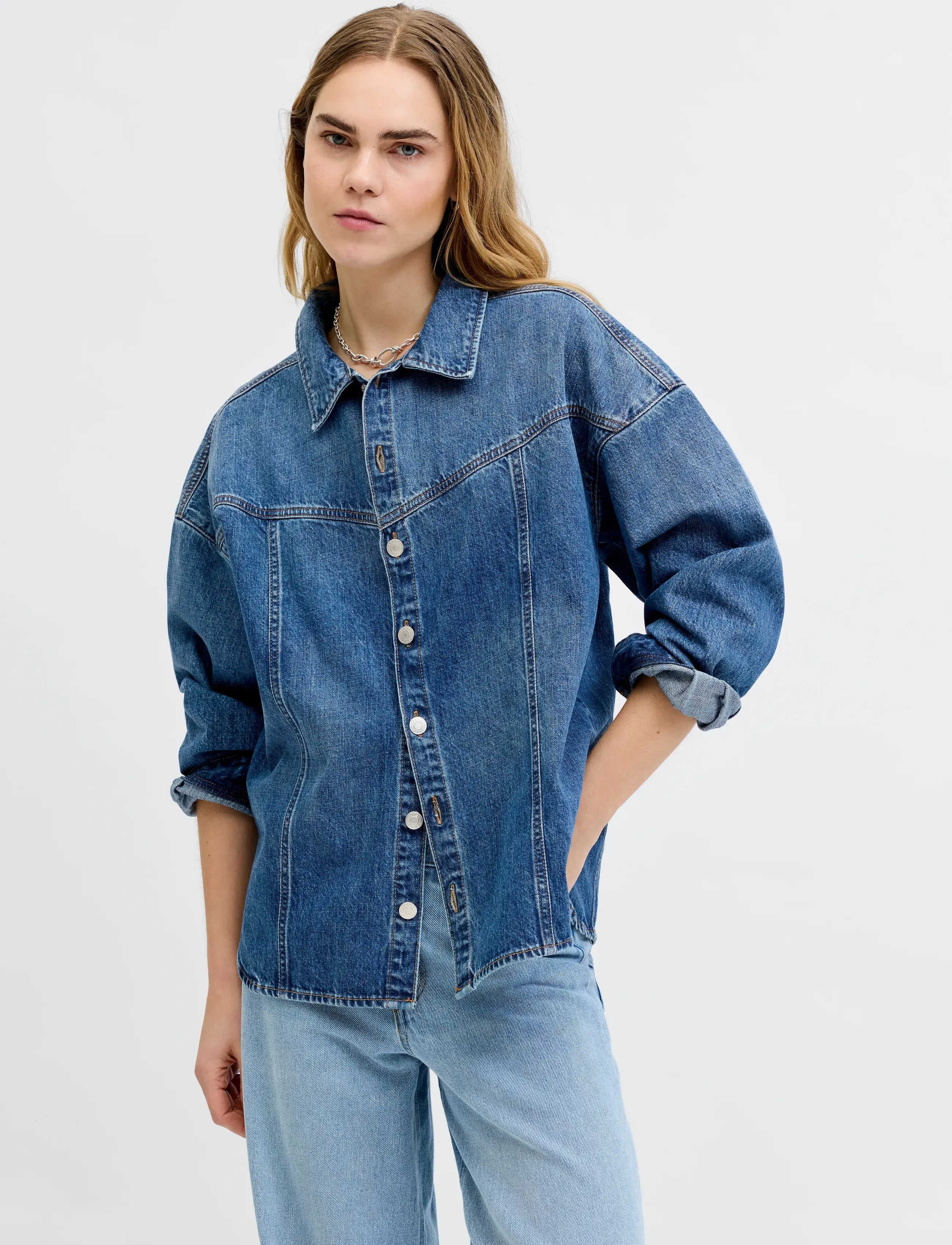 JJXX JXJAMILA LS DENIM OVERSHIRT R282 DNM LN - JJXX - MEDIUM BLUE DENIM / blue