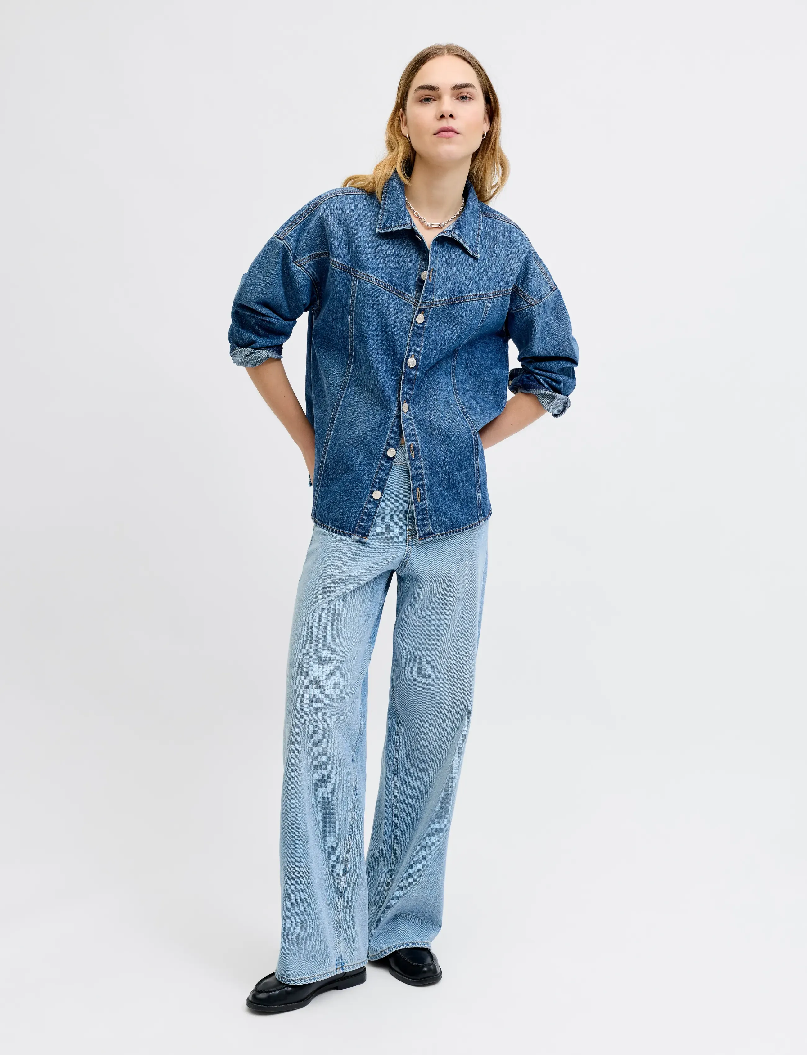 JJXX - JXJAMILA LS DENIM OVERSHIRT R282 DNM LN - overtøj - medium blue denim - 4