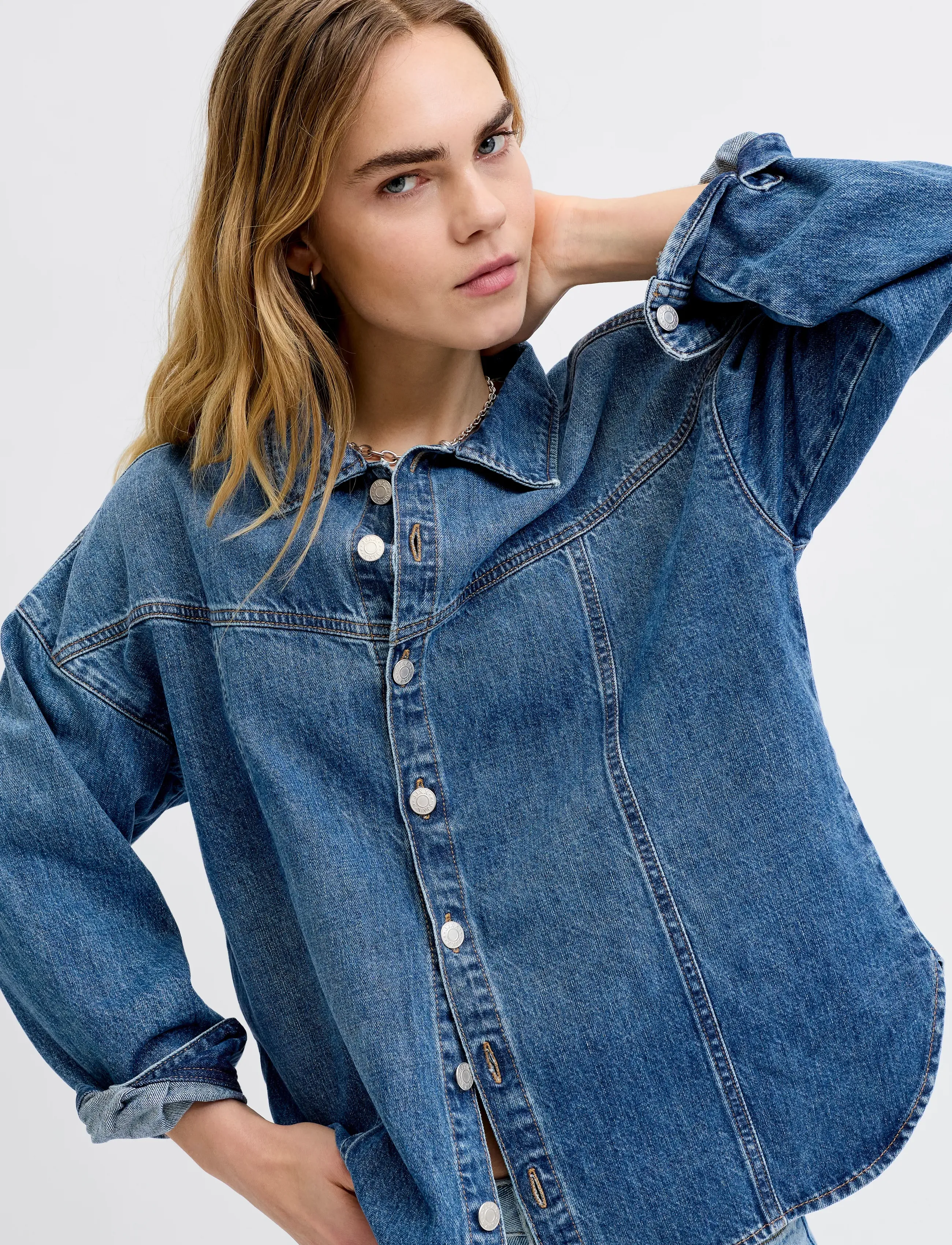 JJXX - JXJAMILA LS DENIM OVERSHIRT R282 DNM LN - overtøj - medium blue denim - 5