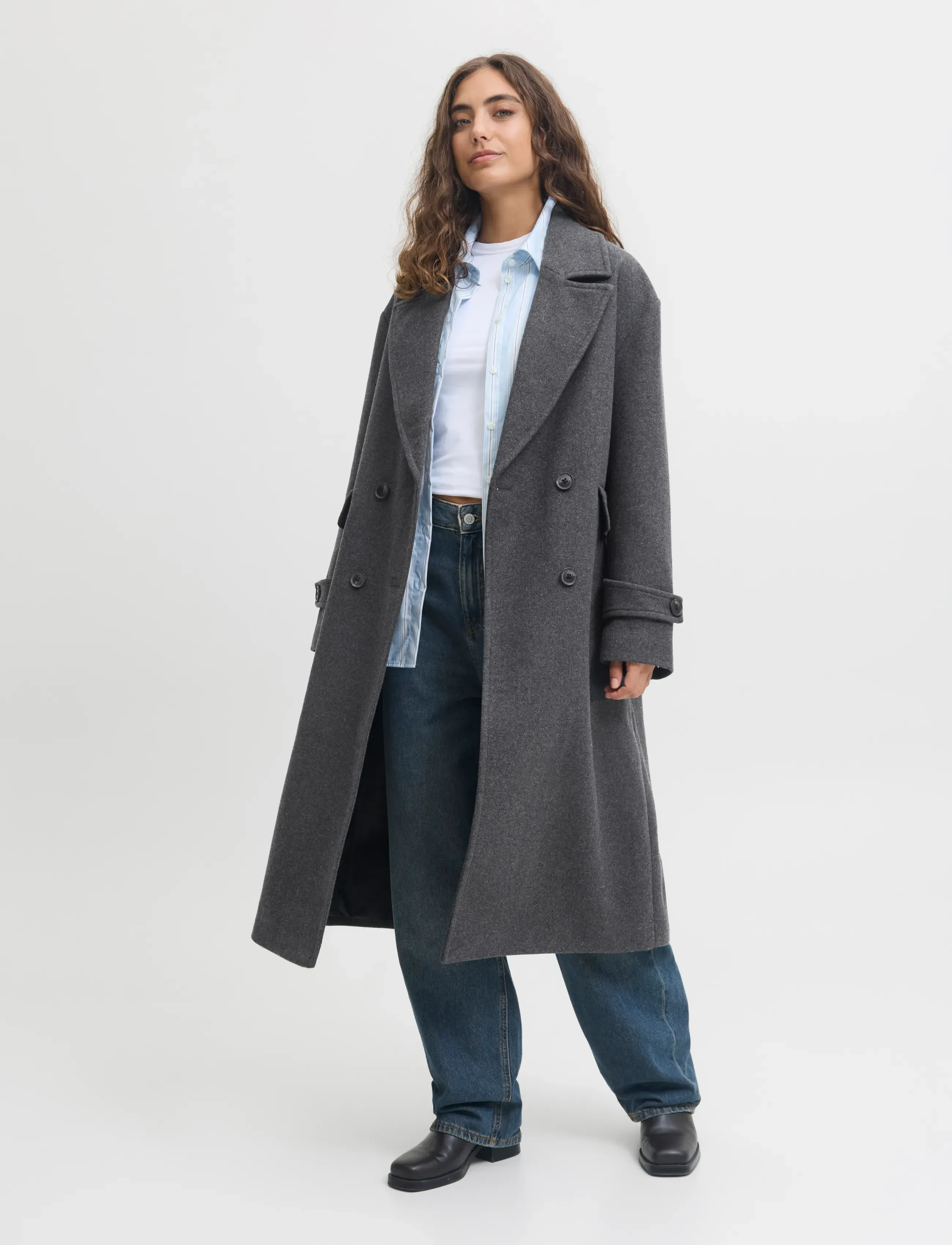 JJXX - JXCARA WOOL BLEND COAT OTW - overtøj - dark grey melange - 4