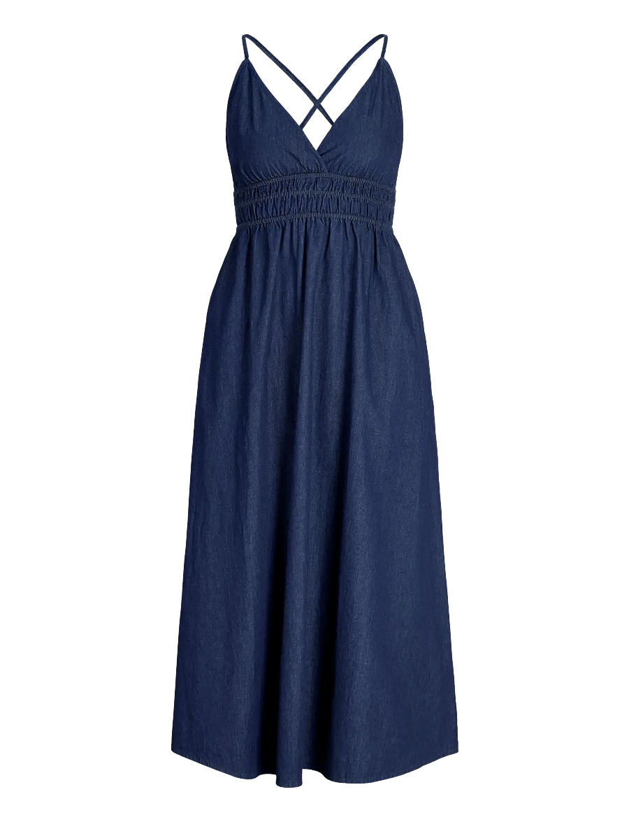 JJXX - JXDEBBY CHAMBREY SL DRESS WVN - sommerkleider - dark blue denim - 1