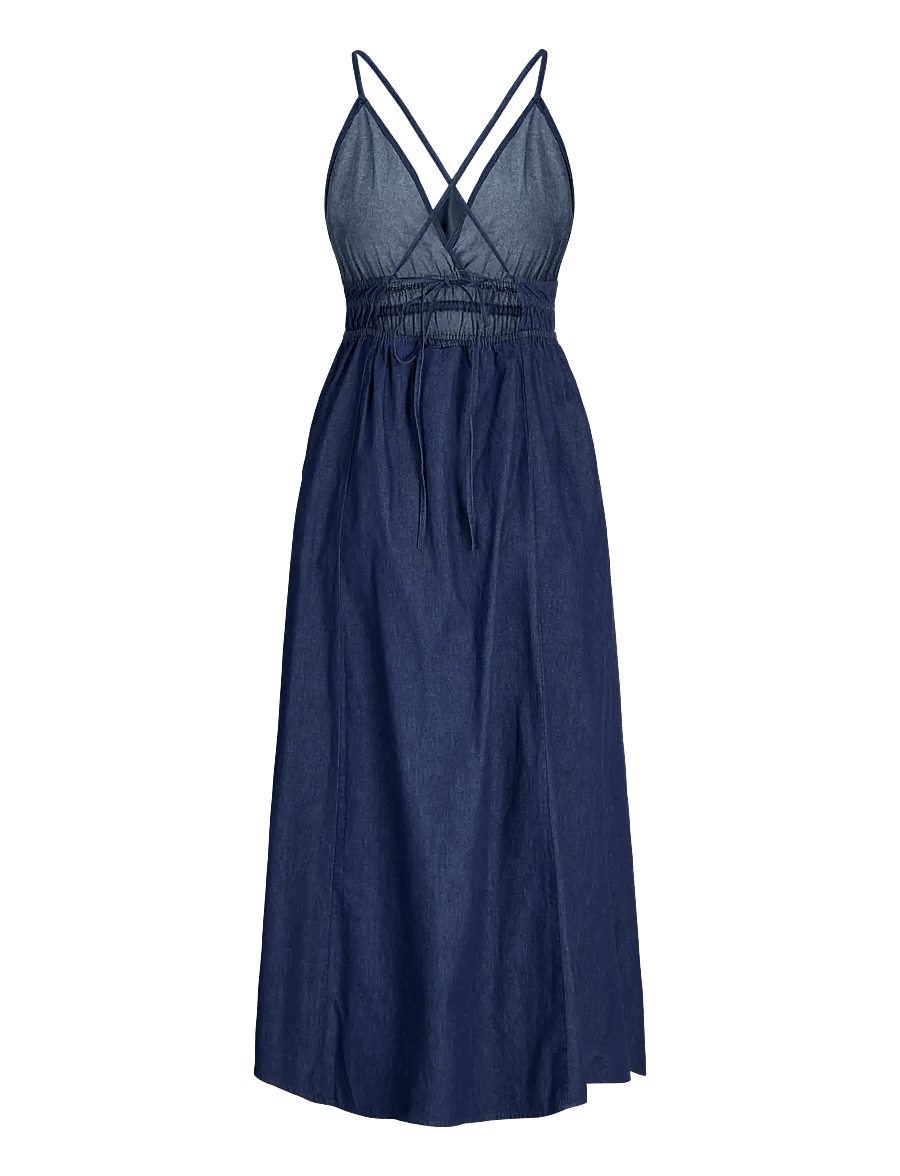 JJXX - JXDEBBY CHAMBREY SL DRESS WVN - sommerkleider - dark blue denim - 2