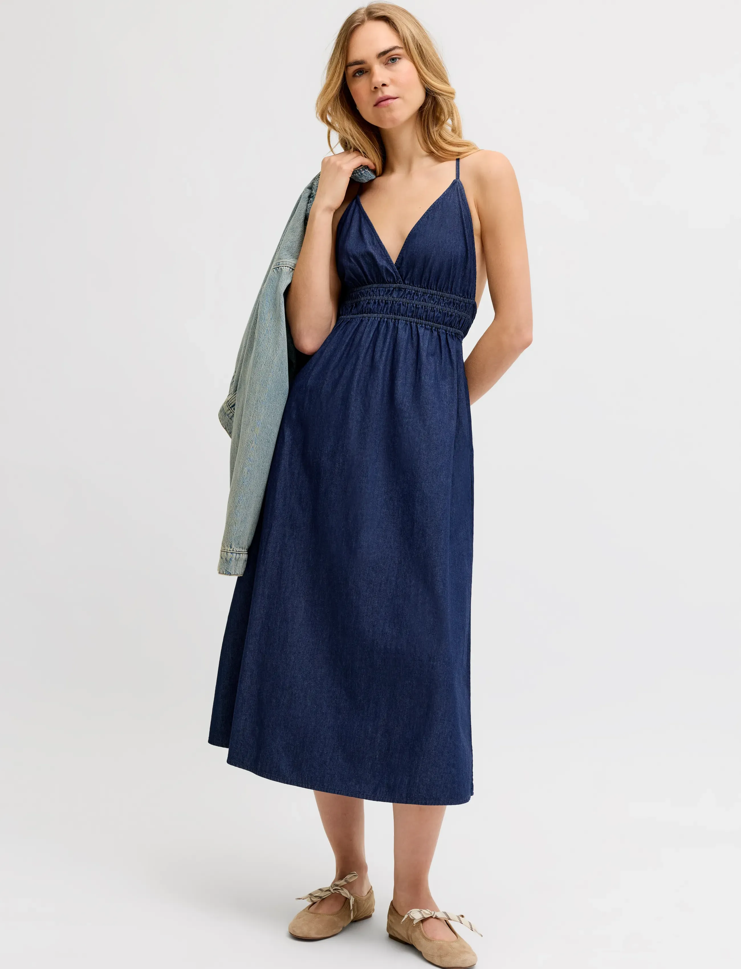 JJXX JXDEBBY CHAMBREY SL DRESS WVN - Kleidid - DARK BLUE DENIM / navy
