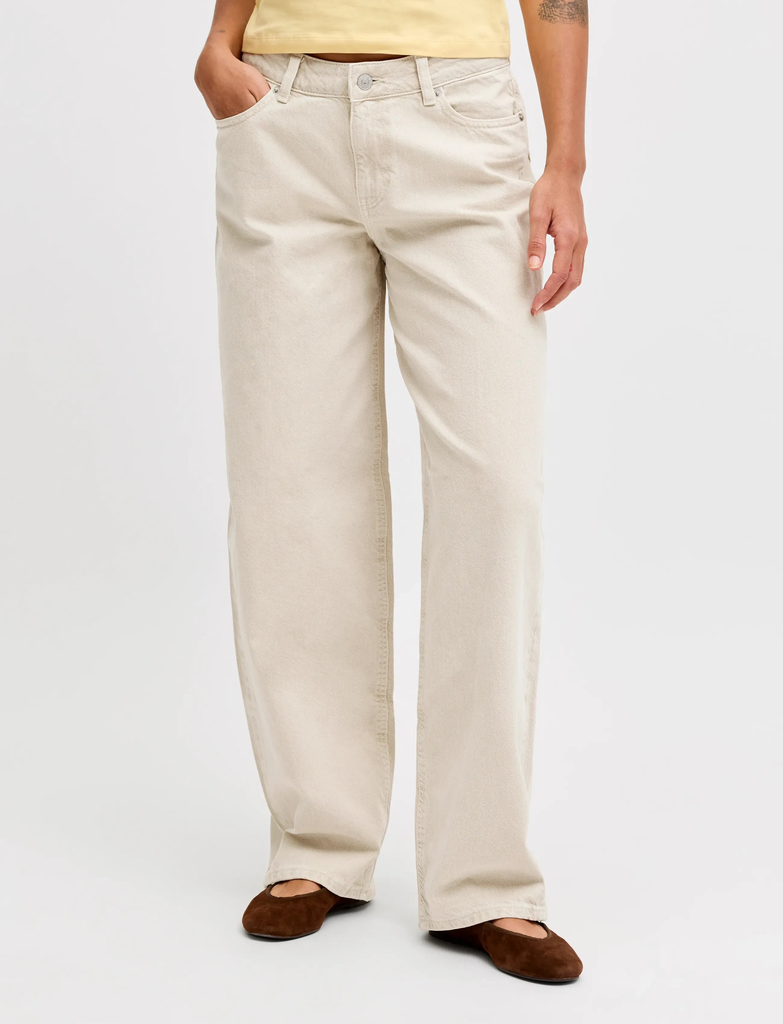 JJXX Jxfuji Barrel Mw Color Dnm Noos, Kvinder, Mid-Waist Barrel Fit Jeans, Brun, Str: 28 x 34