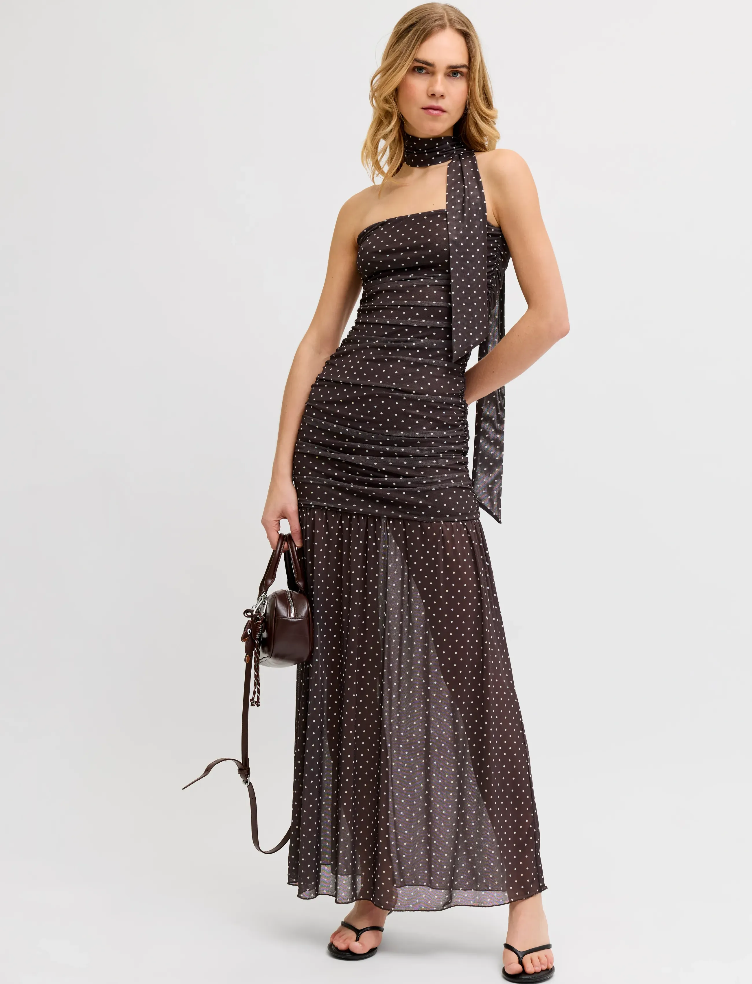 JJXX JXELVIRA MESH SL SCARF DRESS WVN - Nyheter - SEAL BROWN / brown