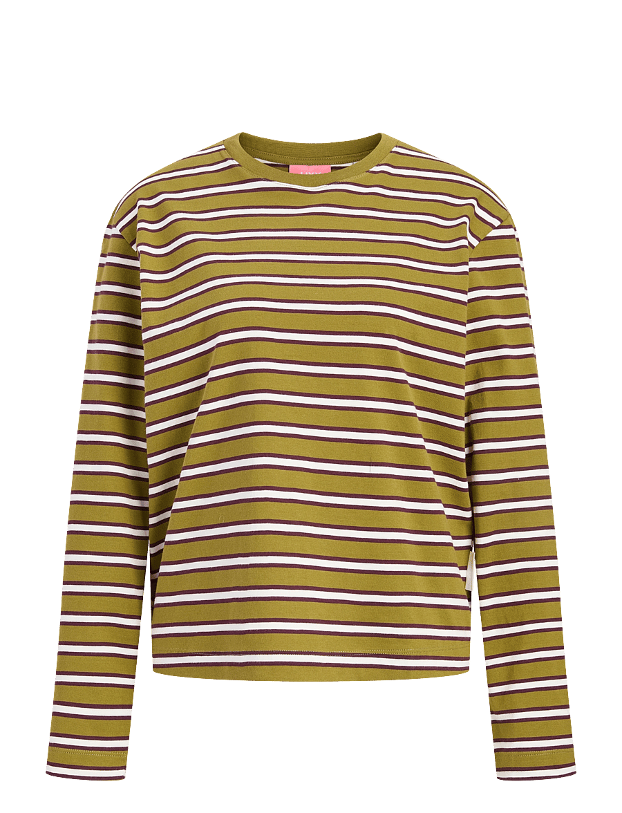 JJXX - JXSOPHIA BOXY LS STRIPE TEE JRS SN - langärmlige tops - green moss - 1
