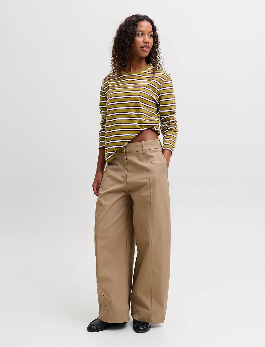 JJXX - JXSOPHIA BOXY LS STRIPE TEE JRS SN - langärmlige tops - green moss - 4