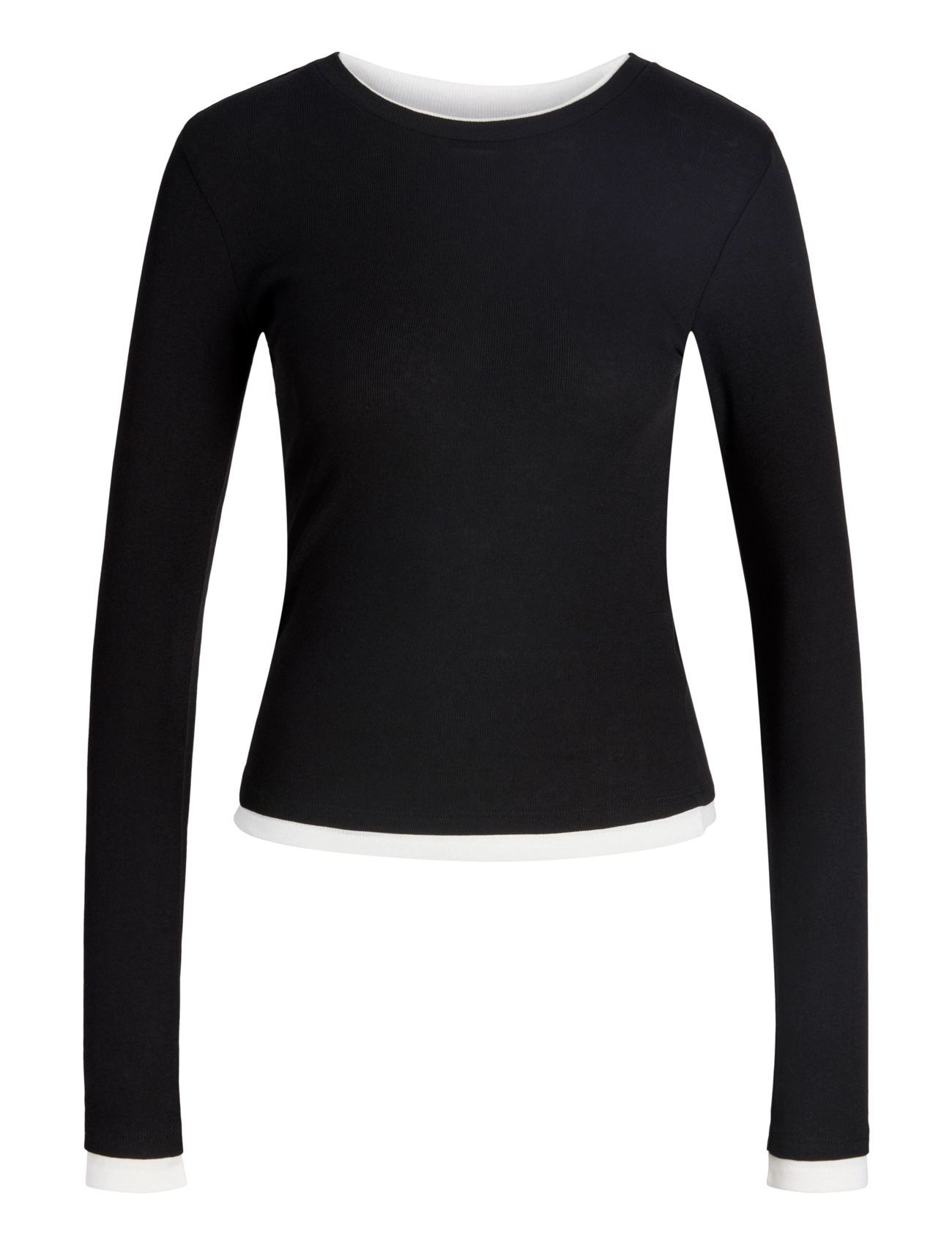 JJXX JXHENNA STR LS CONTRST TEE JRS - T-Shirts & Tops - BLACK / black