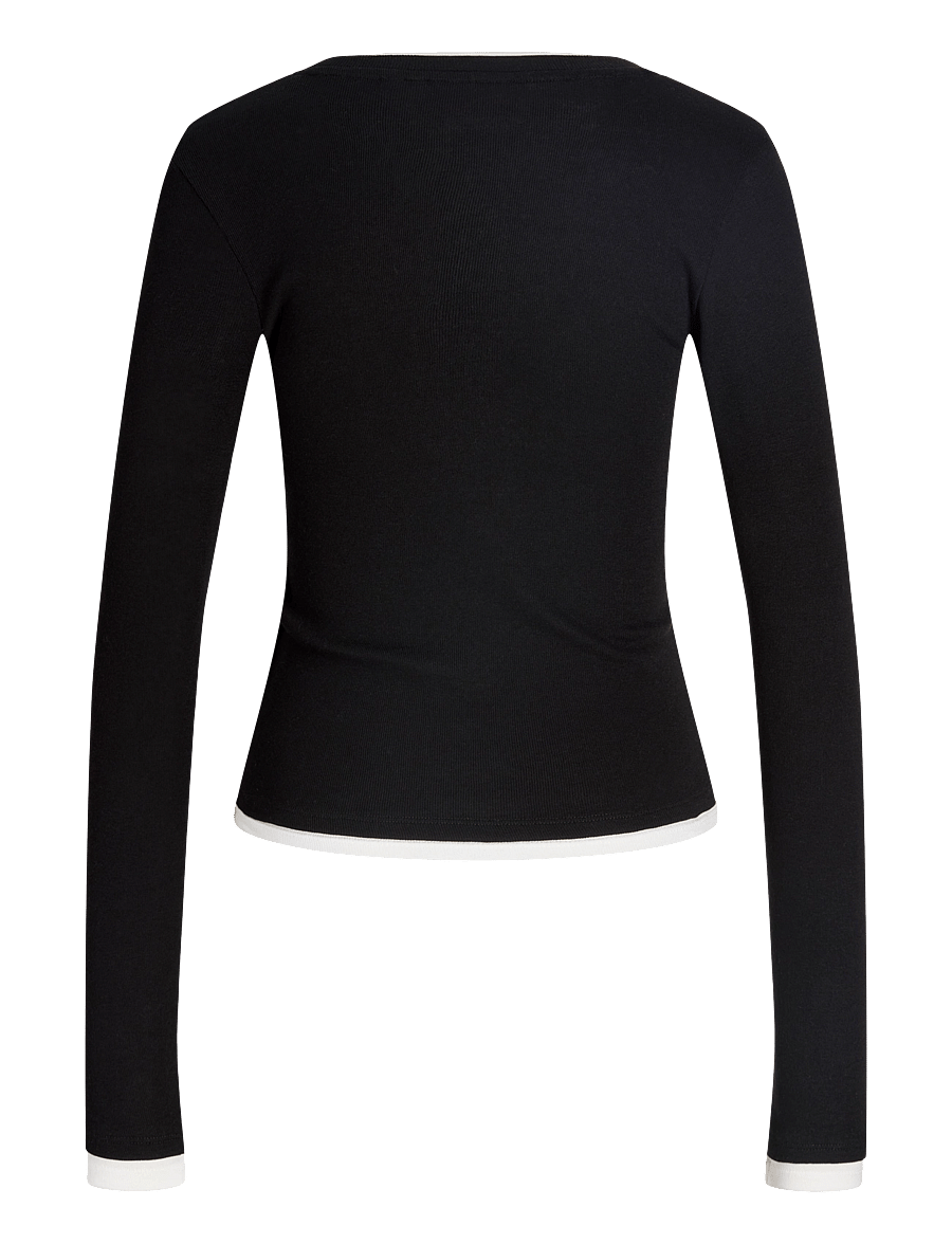 JJXX - JXHENNA STR LS CONTRST TEE JRS - langärmlige tops - black - 2