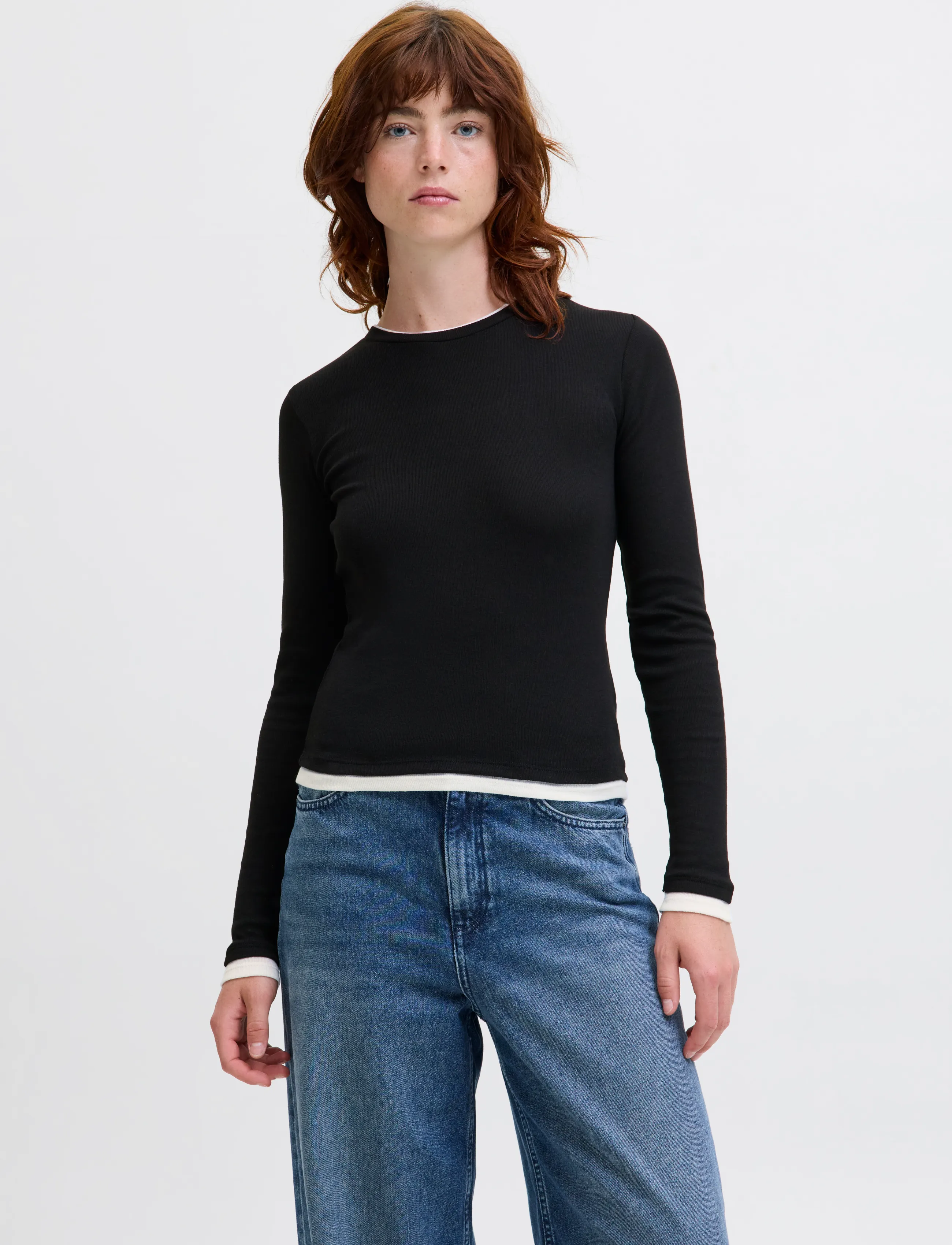 JJXX - JXHENNA STR LS CONTRST TEE JRS - long-sleeved tops - black - 0