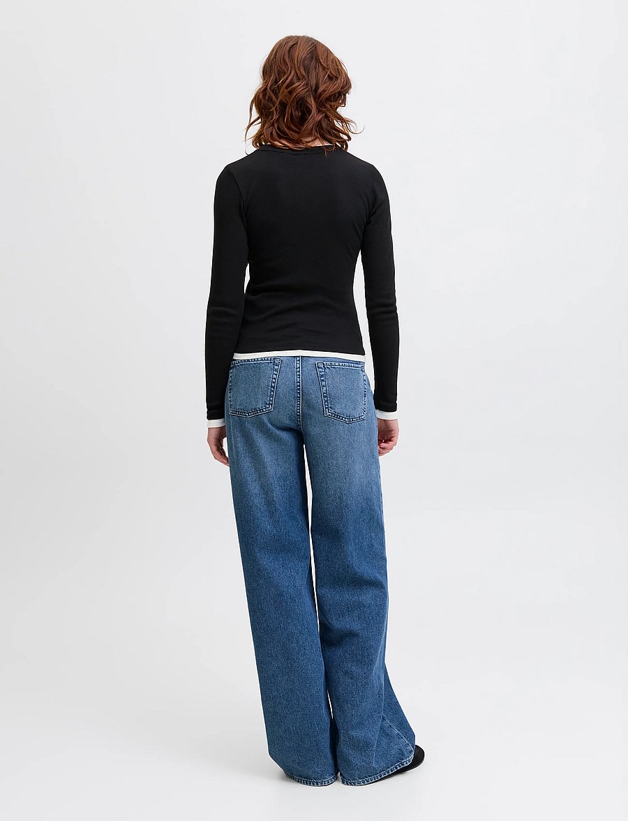 JJXX - JXHENNA STR LS CONTRST TEE JRS - langärmlige tops - black - 3