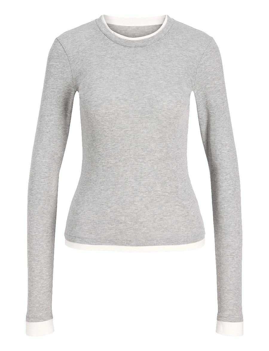 JJXX - JXHENNA STR LS CONTRST TEE JRS - langärmlige tops - light grey melange - 1