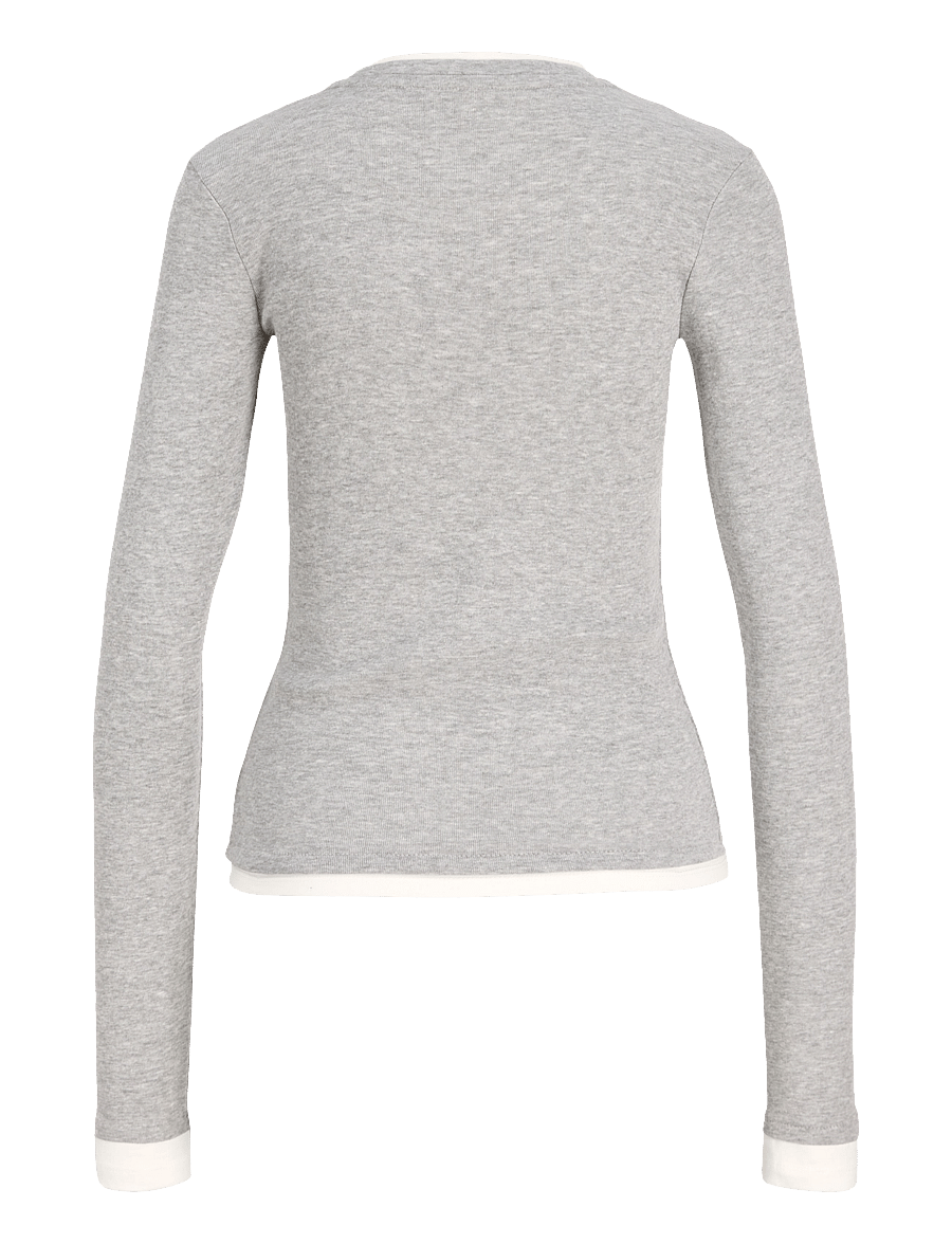 JJXX - JXHENNA STR LS CONTRST TEE JRS - langärmlige tops - light grey melange - 2